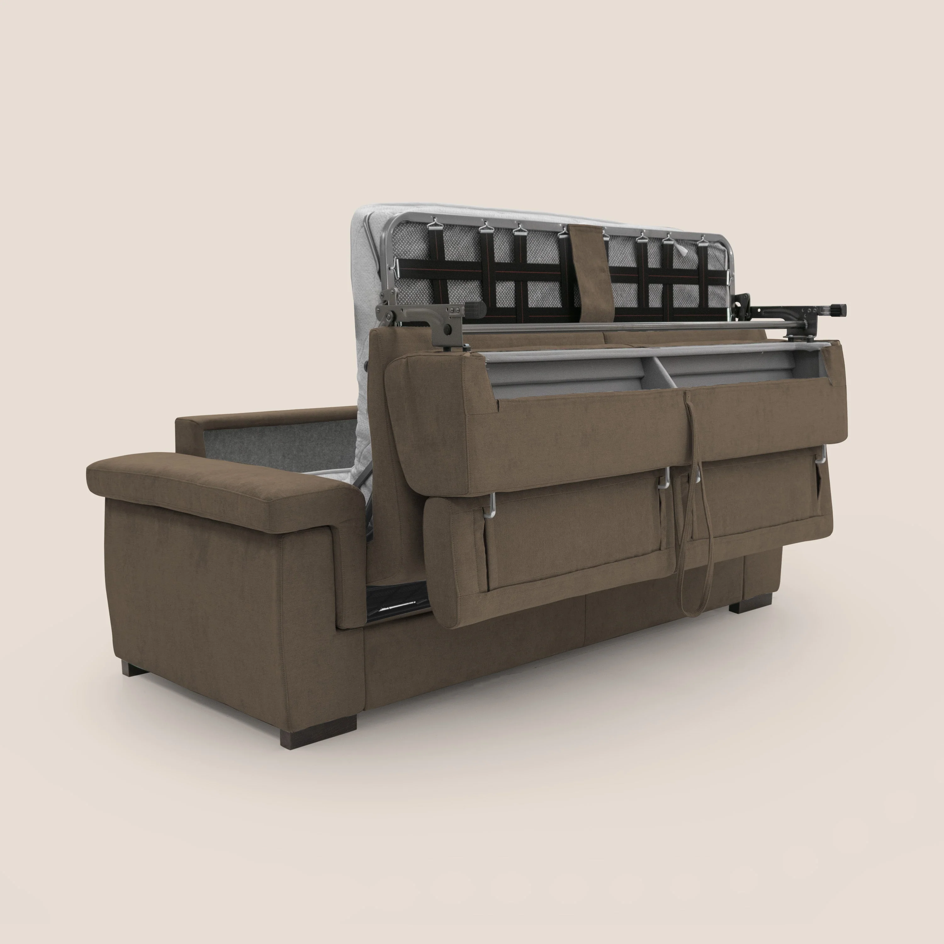 Bjorn Canapé convertible avec matelas H 18cm et têtières réglables en tissu imperméable T02 marron - Image 9