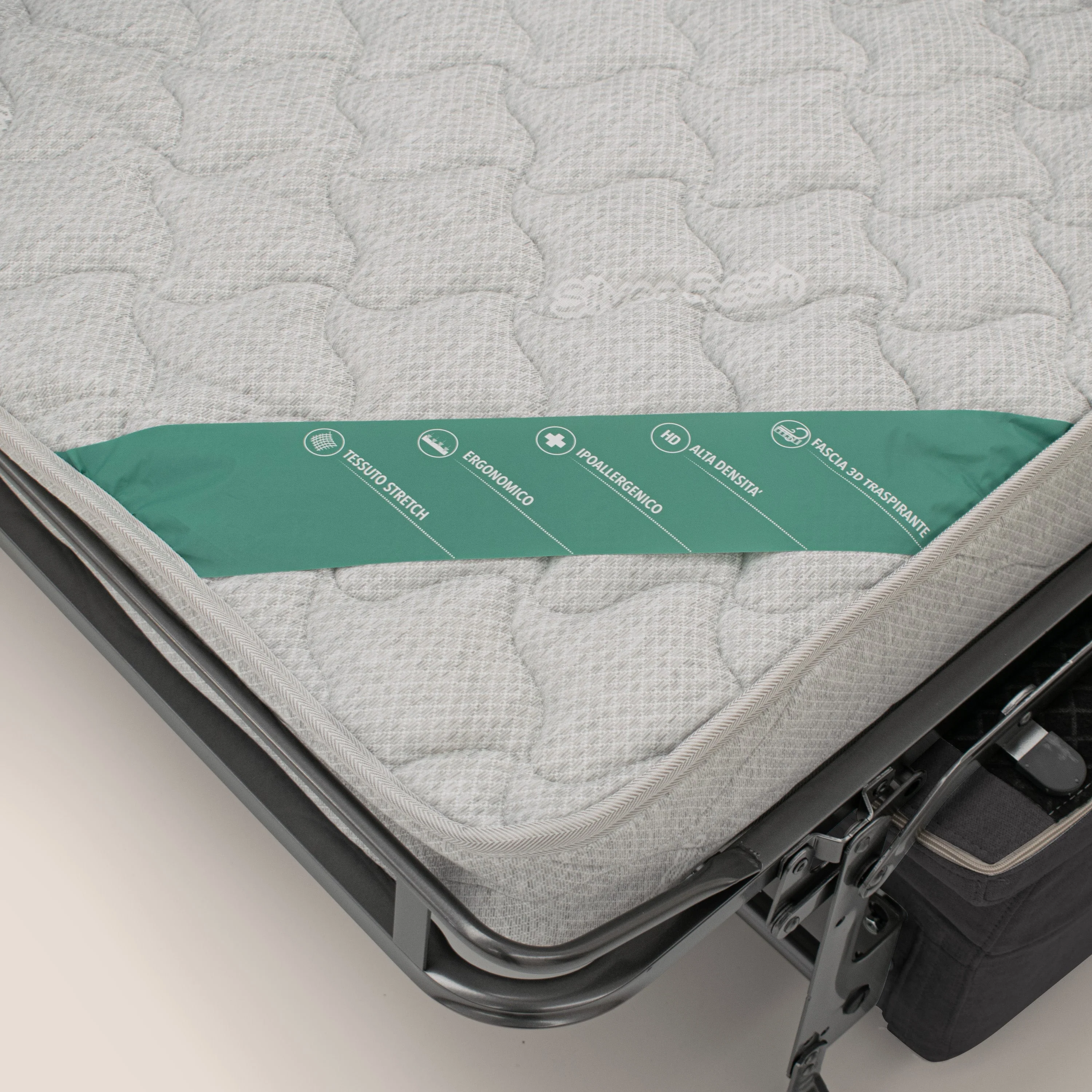 Bjorn Canapé convertible avec matelas H 18cm et têtières réglables en tissu imperméable T02 noir - Image 7