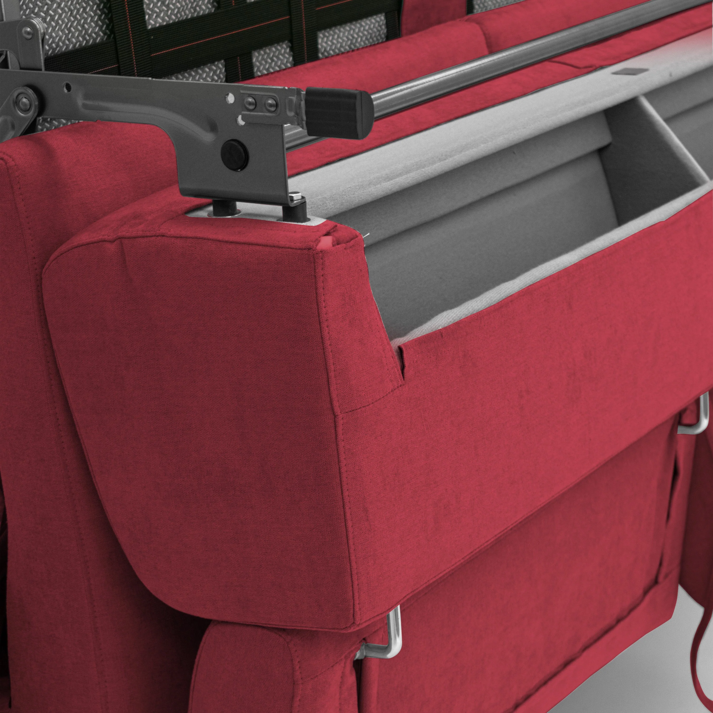Bjorn Canapé convertible avec matelas H 18cm et têtières réglables en tissu imperméable T02 rouge - Image 8