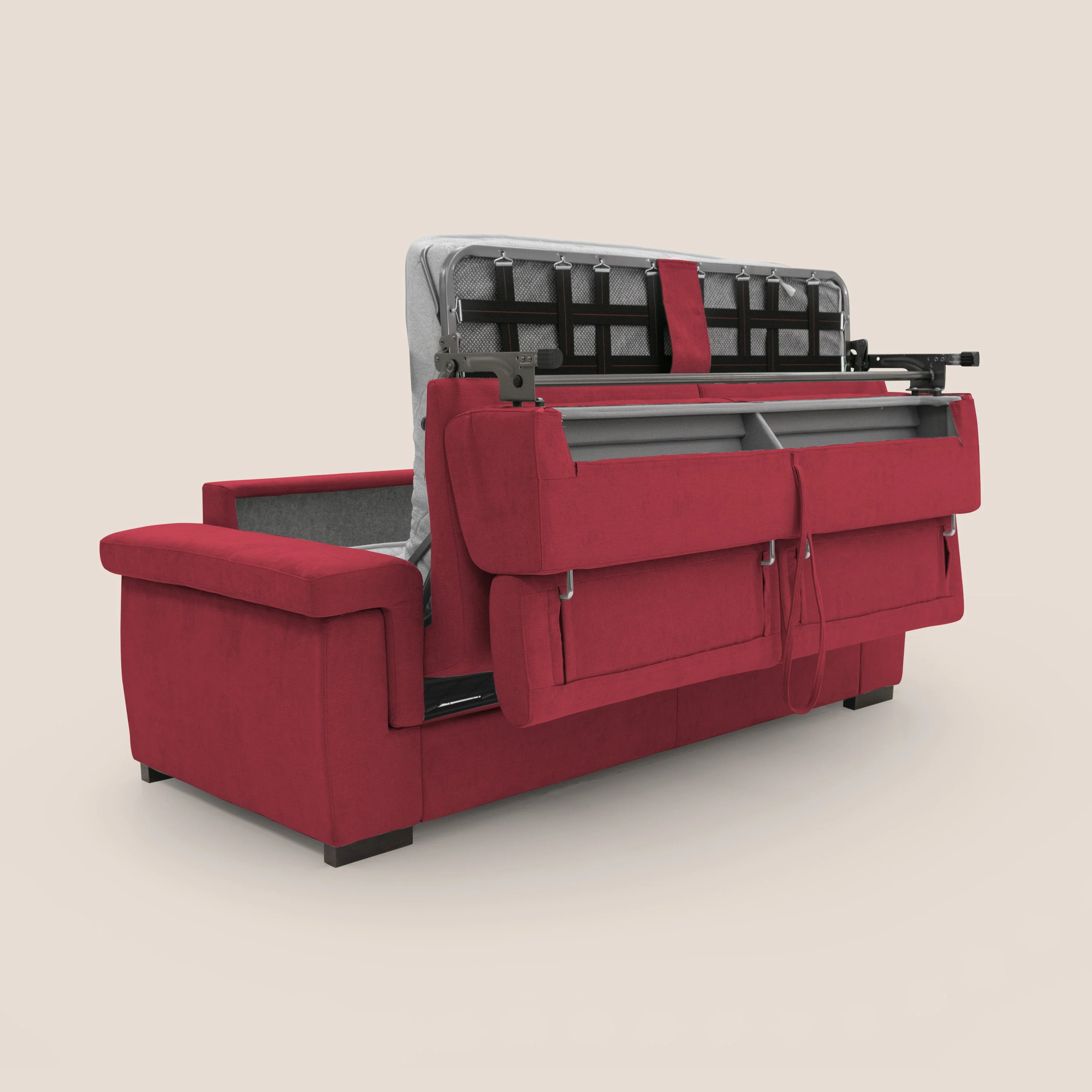 Bjorn Canapé convertible avec matelas H 18cm et têtières réglables en tissu imperméable T02 rouge - Image 9