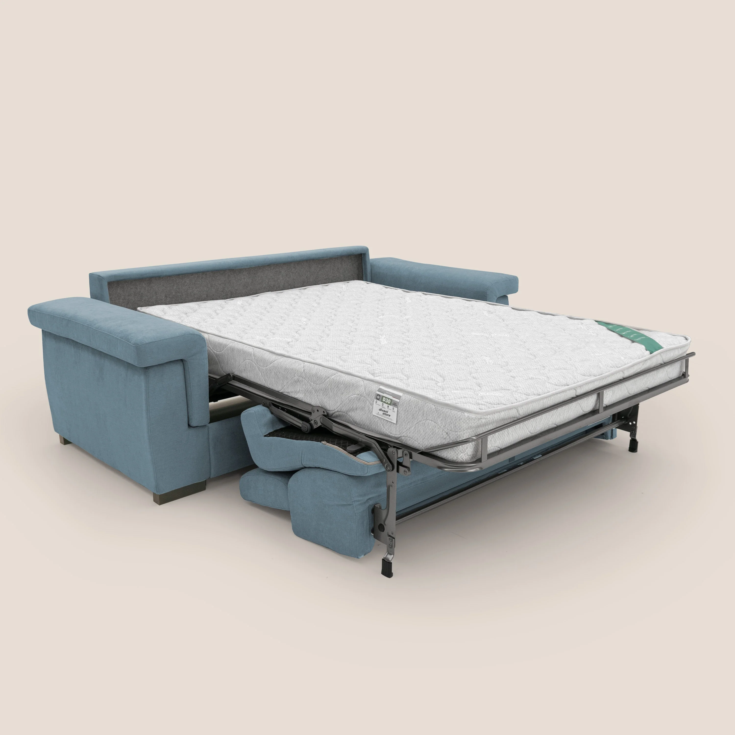 Bjorn Canapé convertible avec matelas H 18cm et têtières réglables en tissu imperméable T02 sucre glace - Image 2