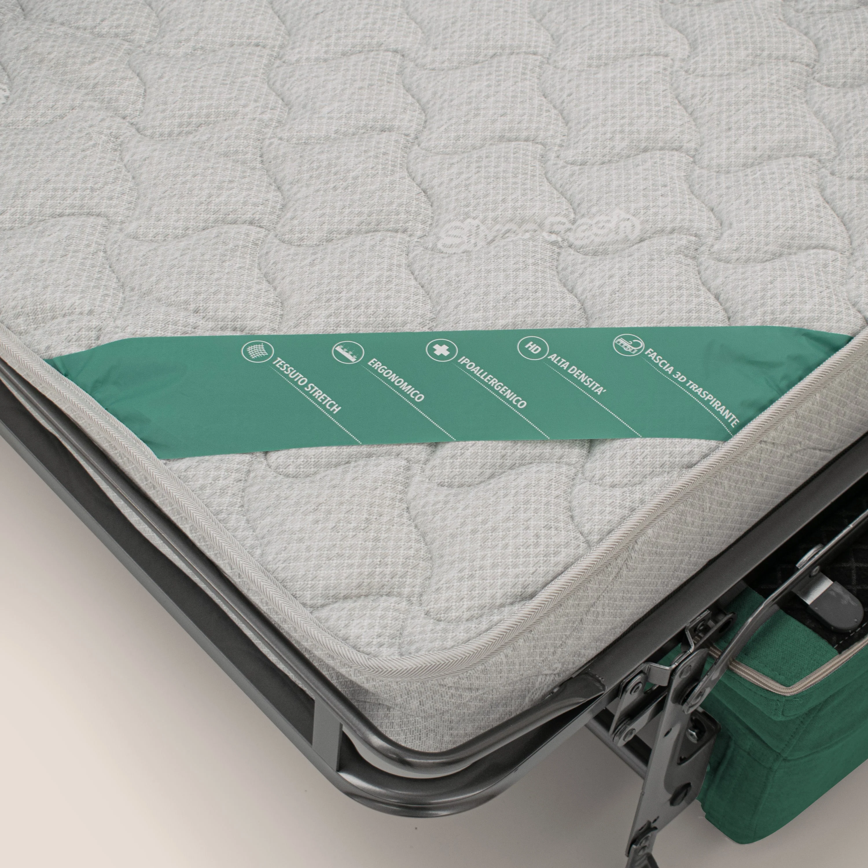 Bjorn Canapé convertible avec matelas H 18cm et têtières réglables en tissu imperméable T02 vert - Image 7