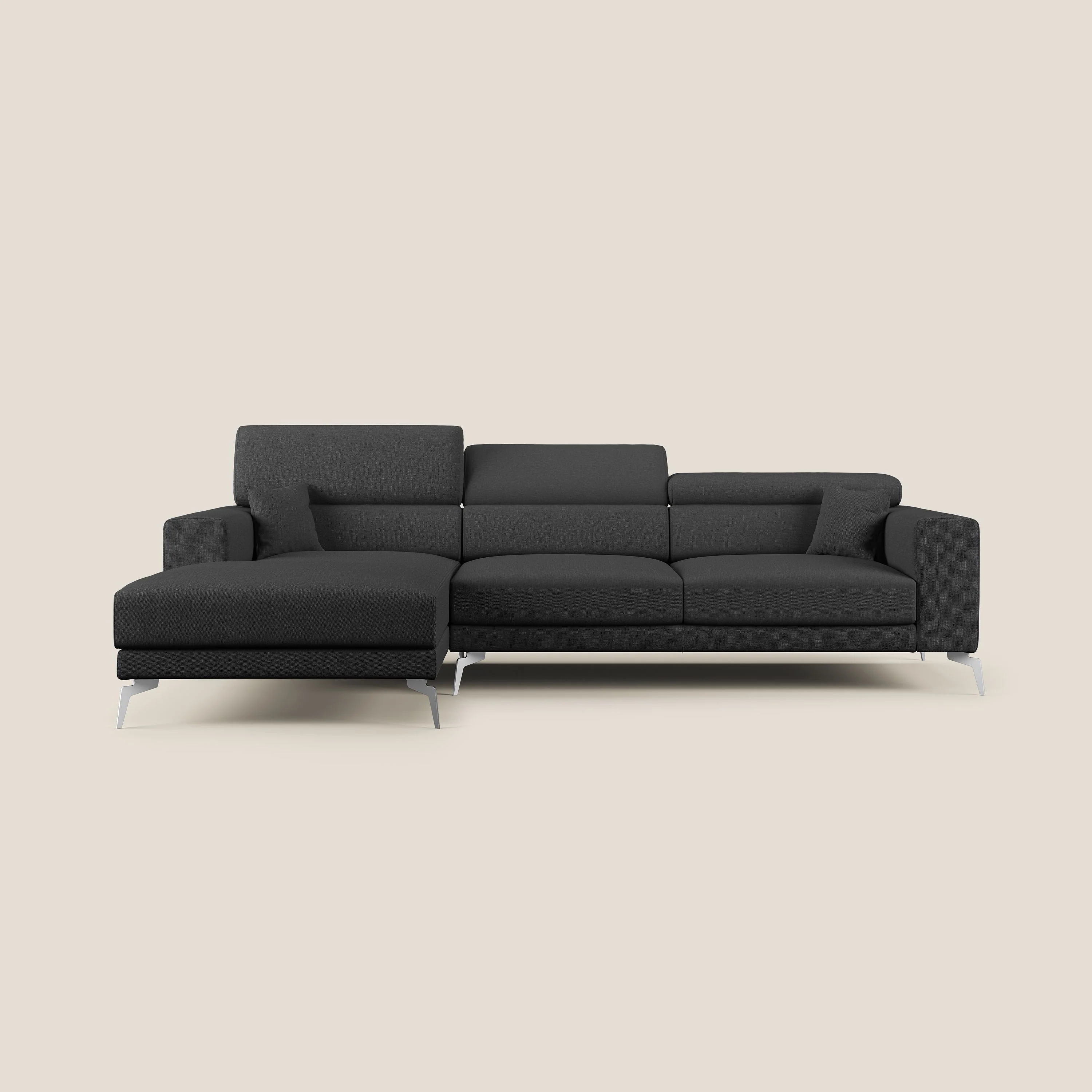 Blade Canapé d'angle avec têtières  inclinables en tissu imperméable T13 anthracite - Image 9