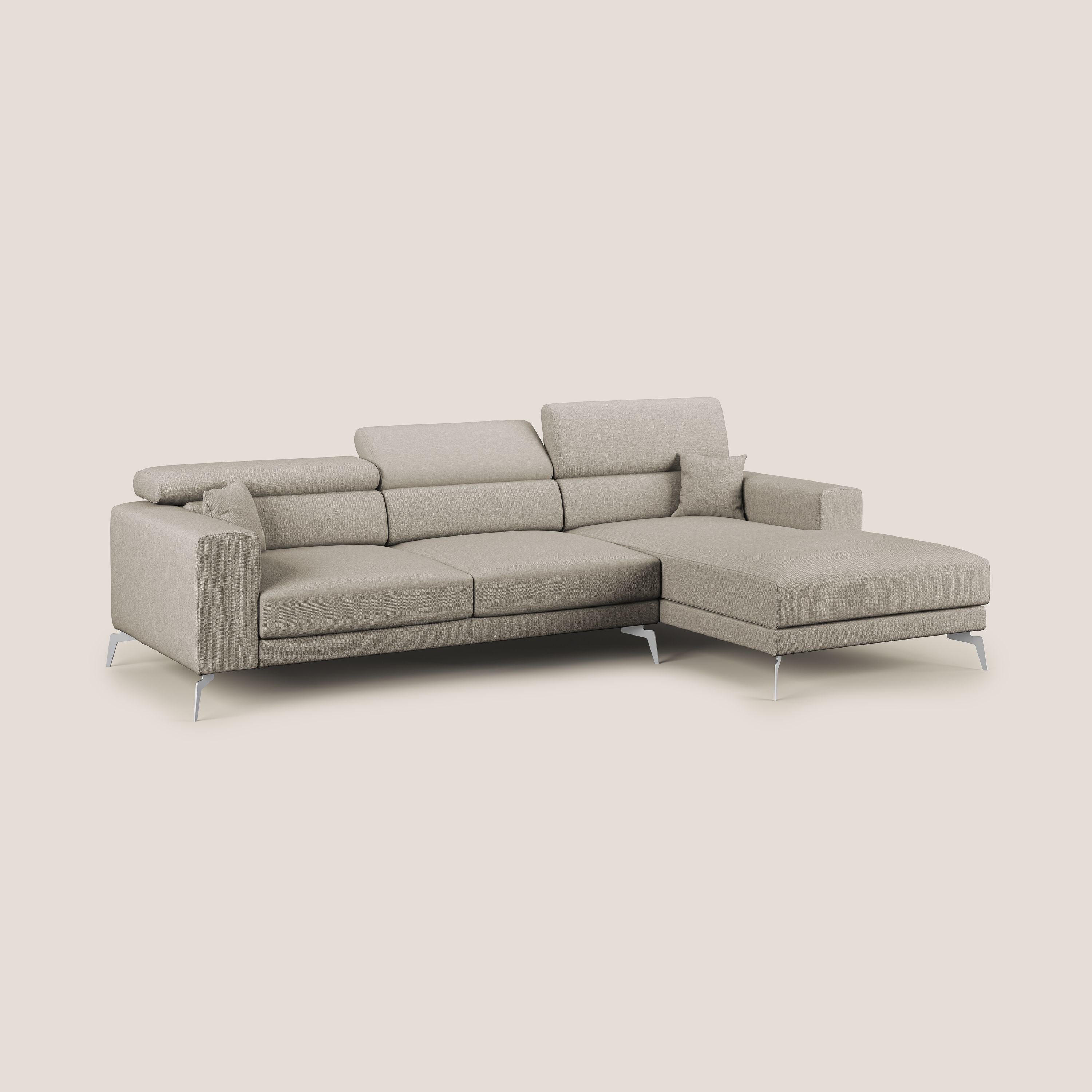 Blade Canapé d'angle avec têtières  inclinables en tissu imperméable T13 crème - Image 2