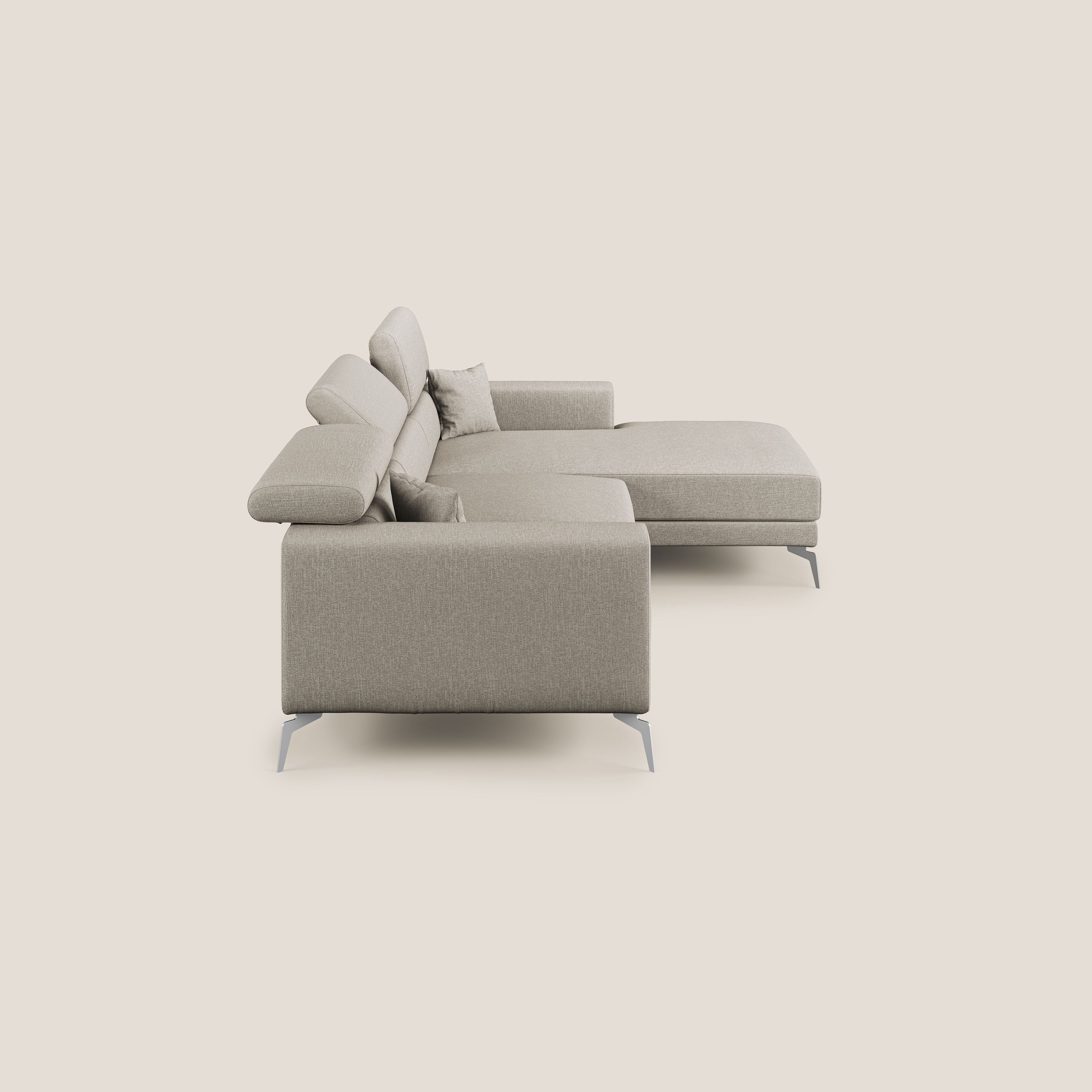 Blade Canapé d'angle avec têtières  inclinables en tissu imperméable T13 crème - Image 3