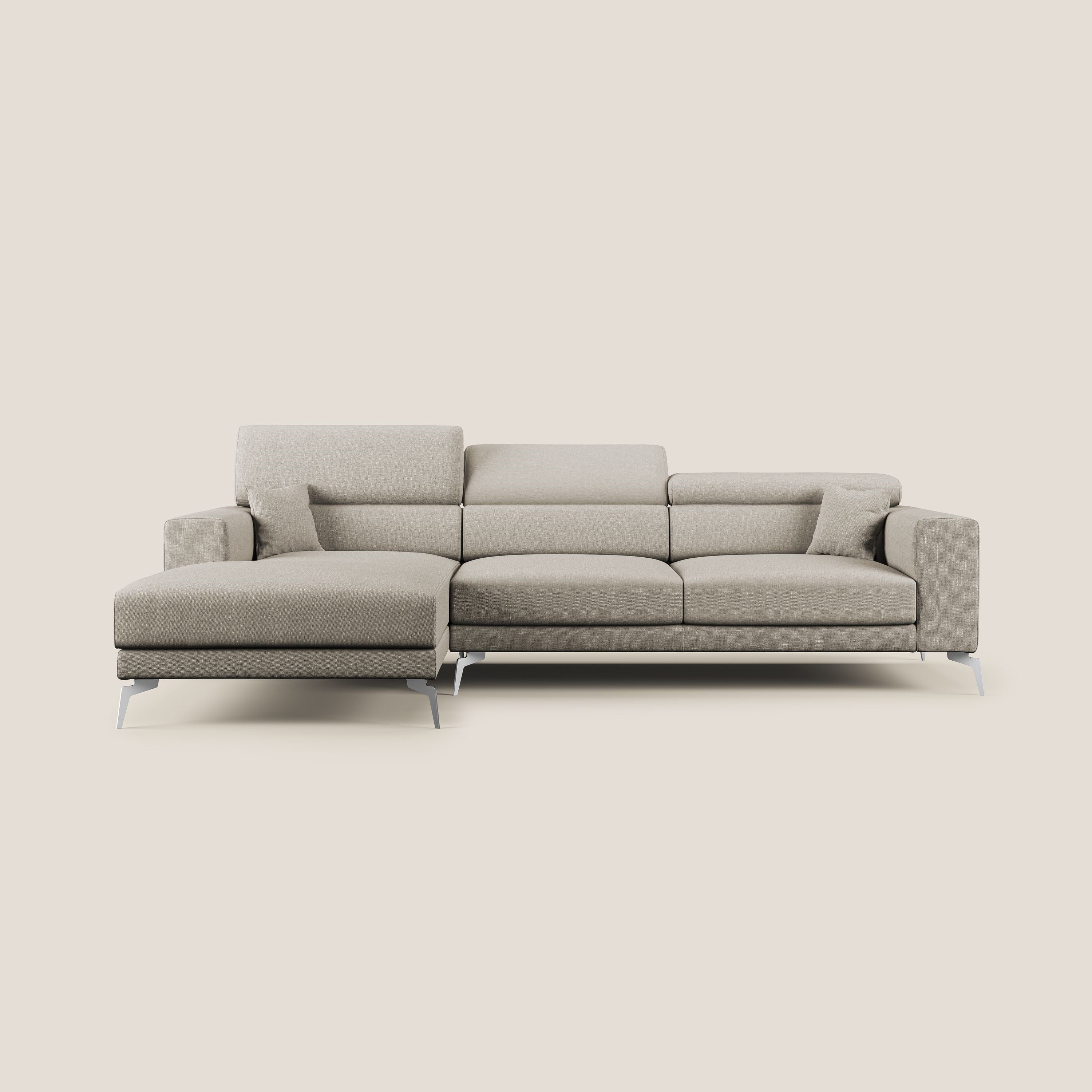 Blade Canapé d'angle avec têtières  inclinables en tissu imperméable T13 crème - Image 9