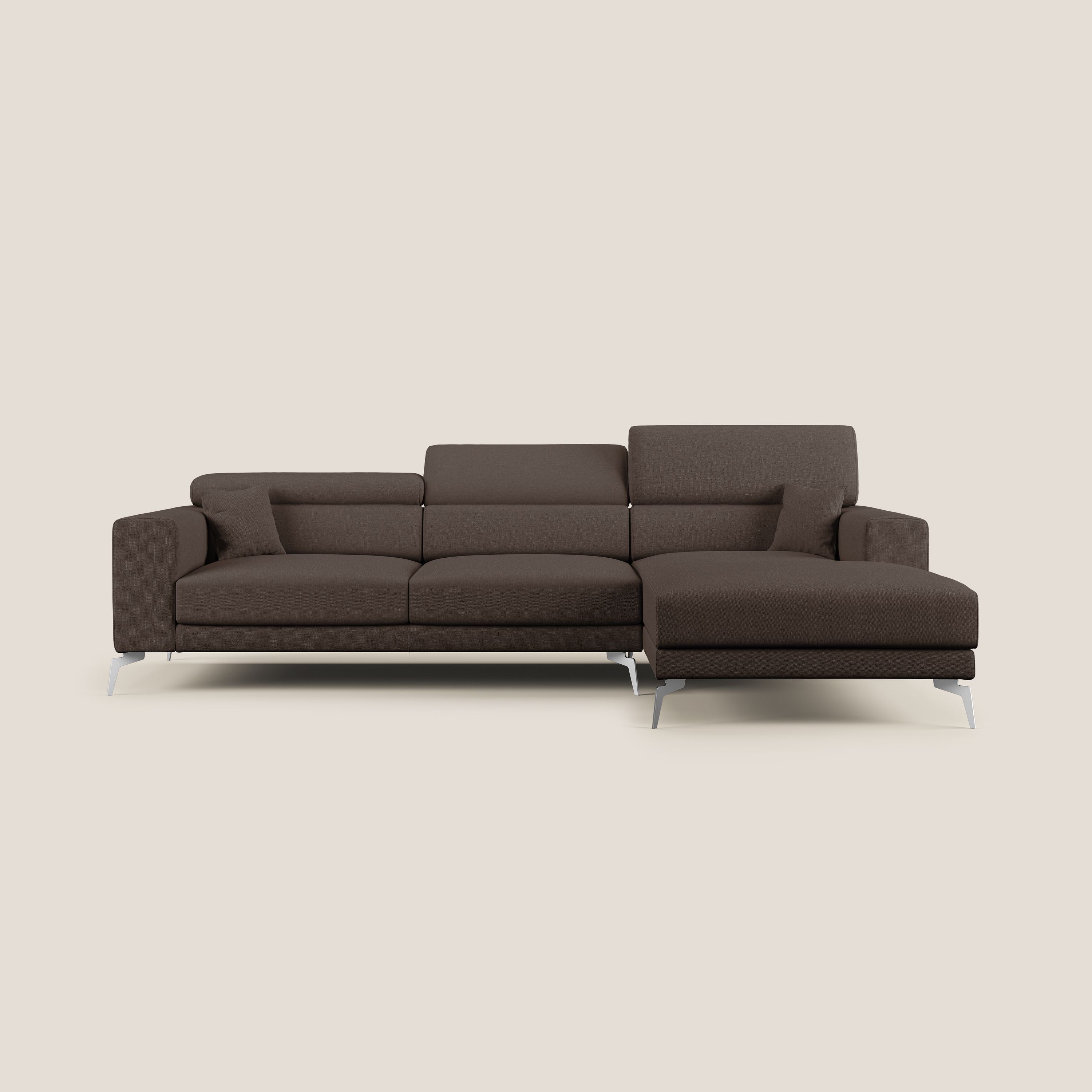 Blade Canapé d'angle avec têtières inclinables en tissu imperméable T13 marron