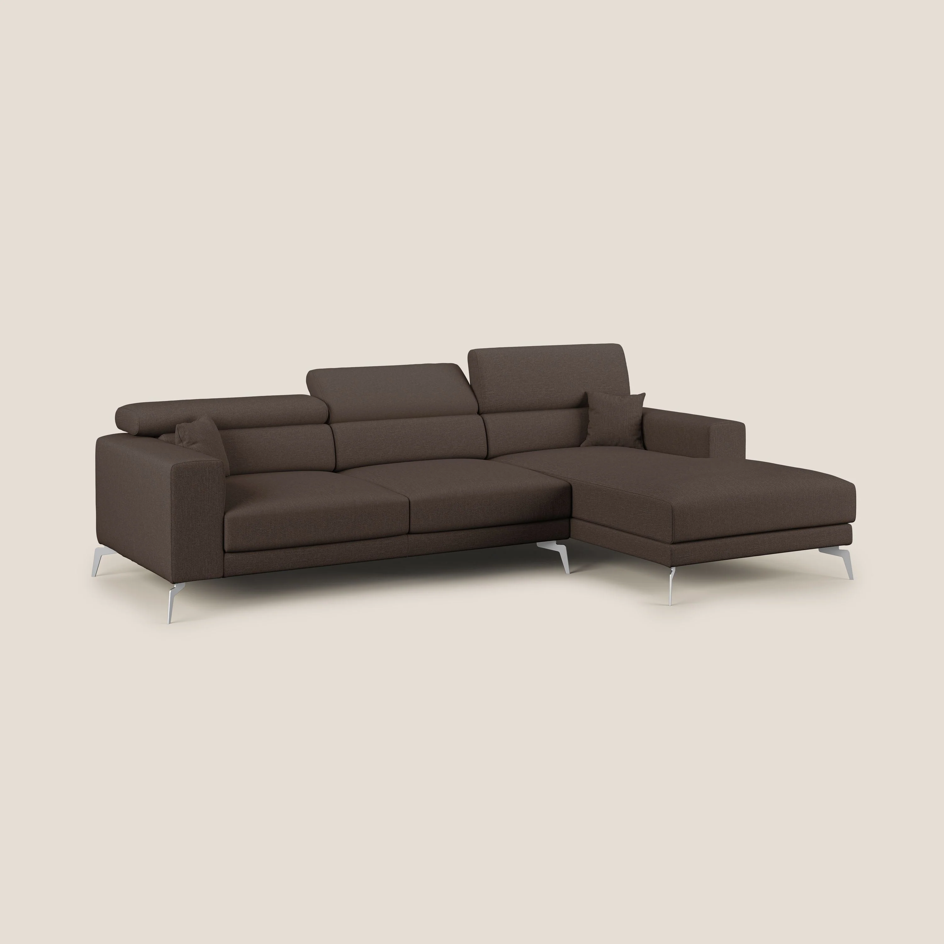 Blade Canapé d'angle avec têtières inclinables en tissu imperméable T13 marron - Image 2
