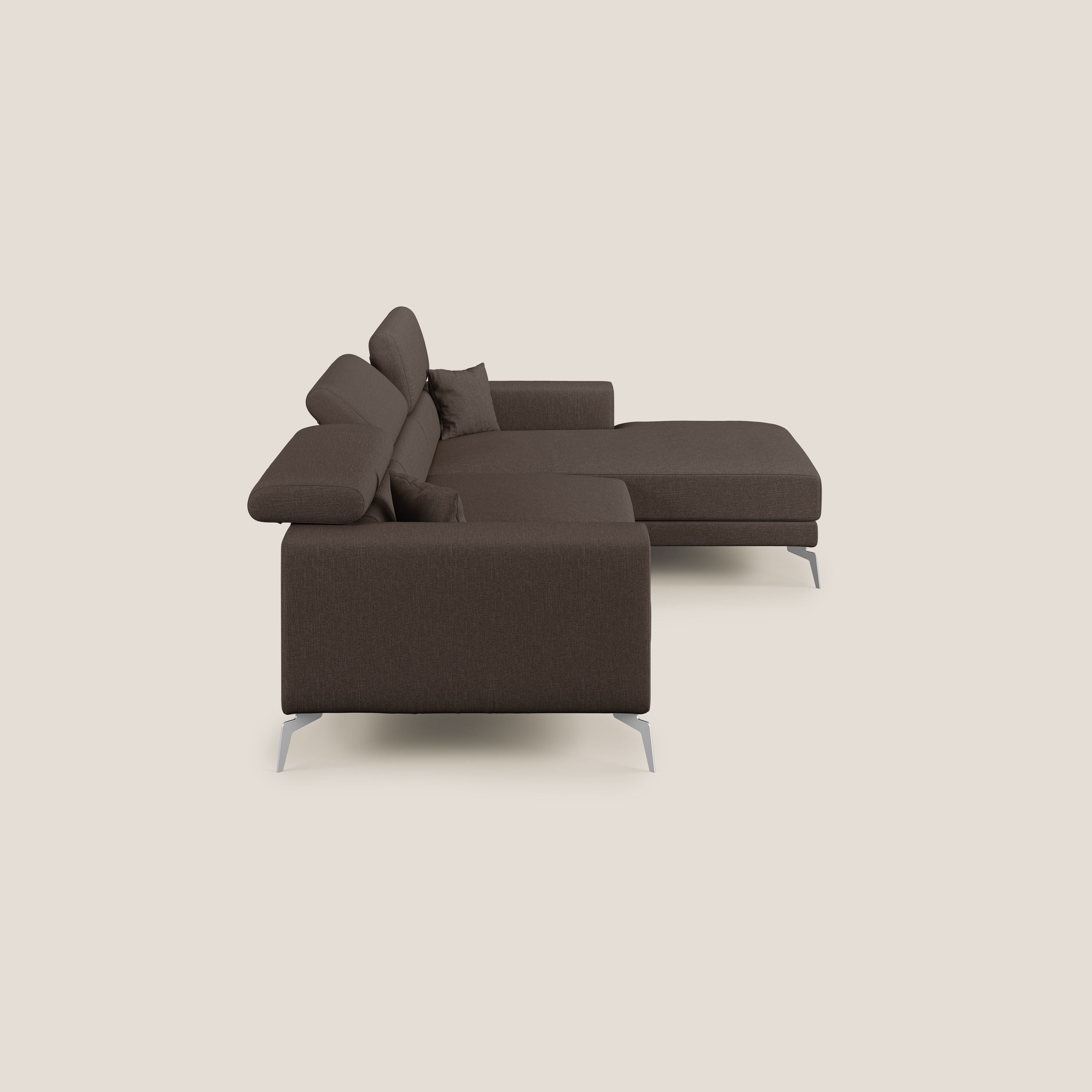 Blade Canapé d'angle avec têtières inclinables en tissu imperméable T13 marron - Image 3