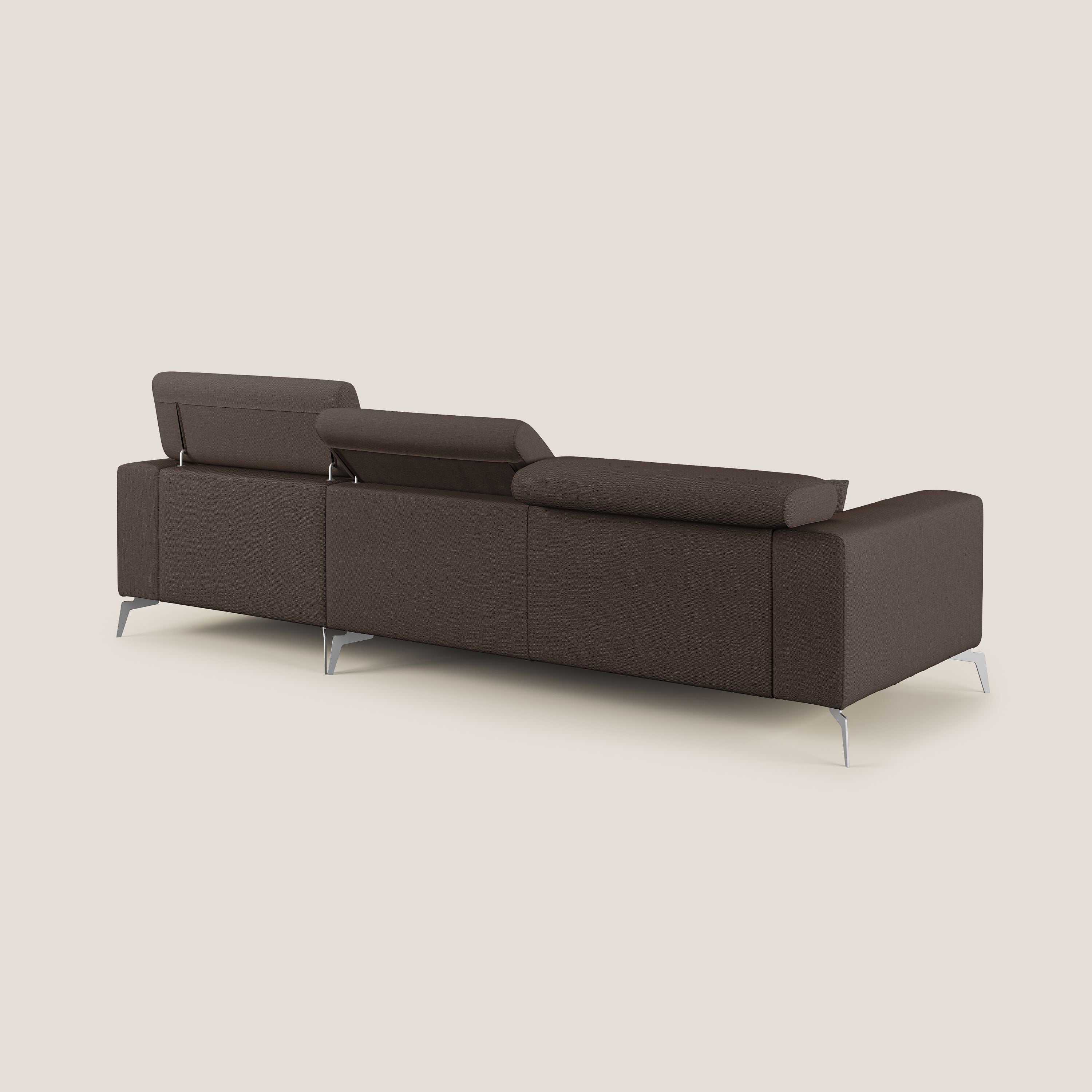 Blade Canapé d'angle avec têtières inclinables en tissu imperméable T13 marron - Image 4
