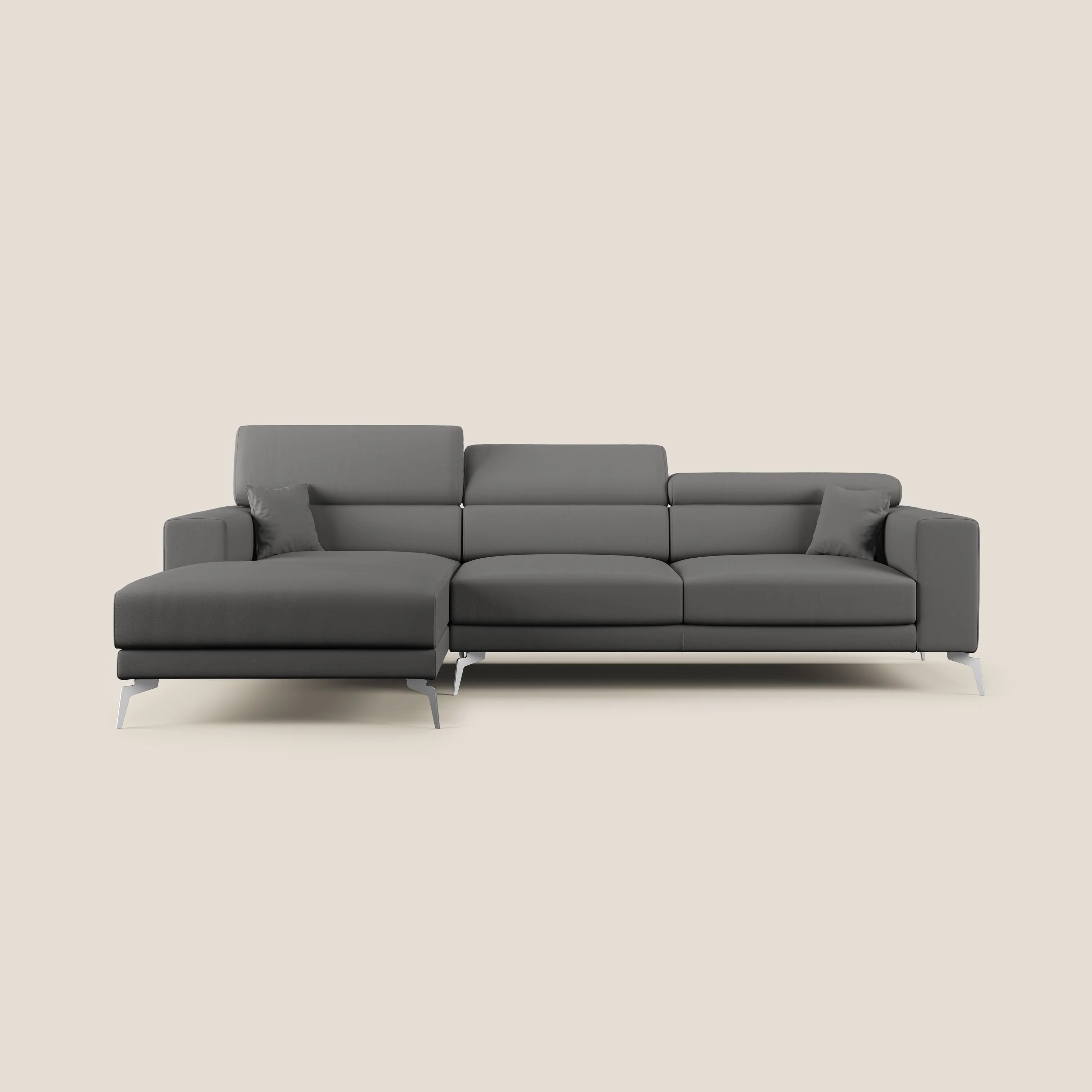 Blade Canapé d'angle moderne avec têtières inclinables en Similicuir T04 anthracite - Image 10