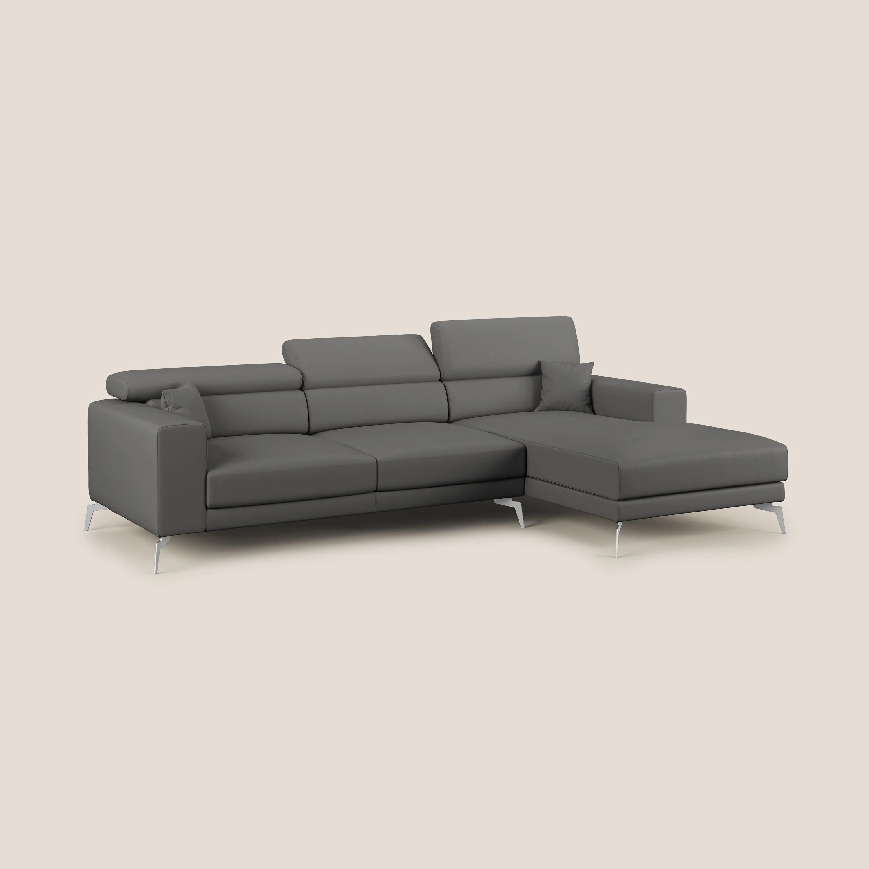 Blade Canapé d'angle moderne avec têtières inclinables en Similicuir T04 anthracite - Image 3
