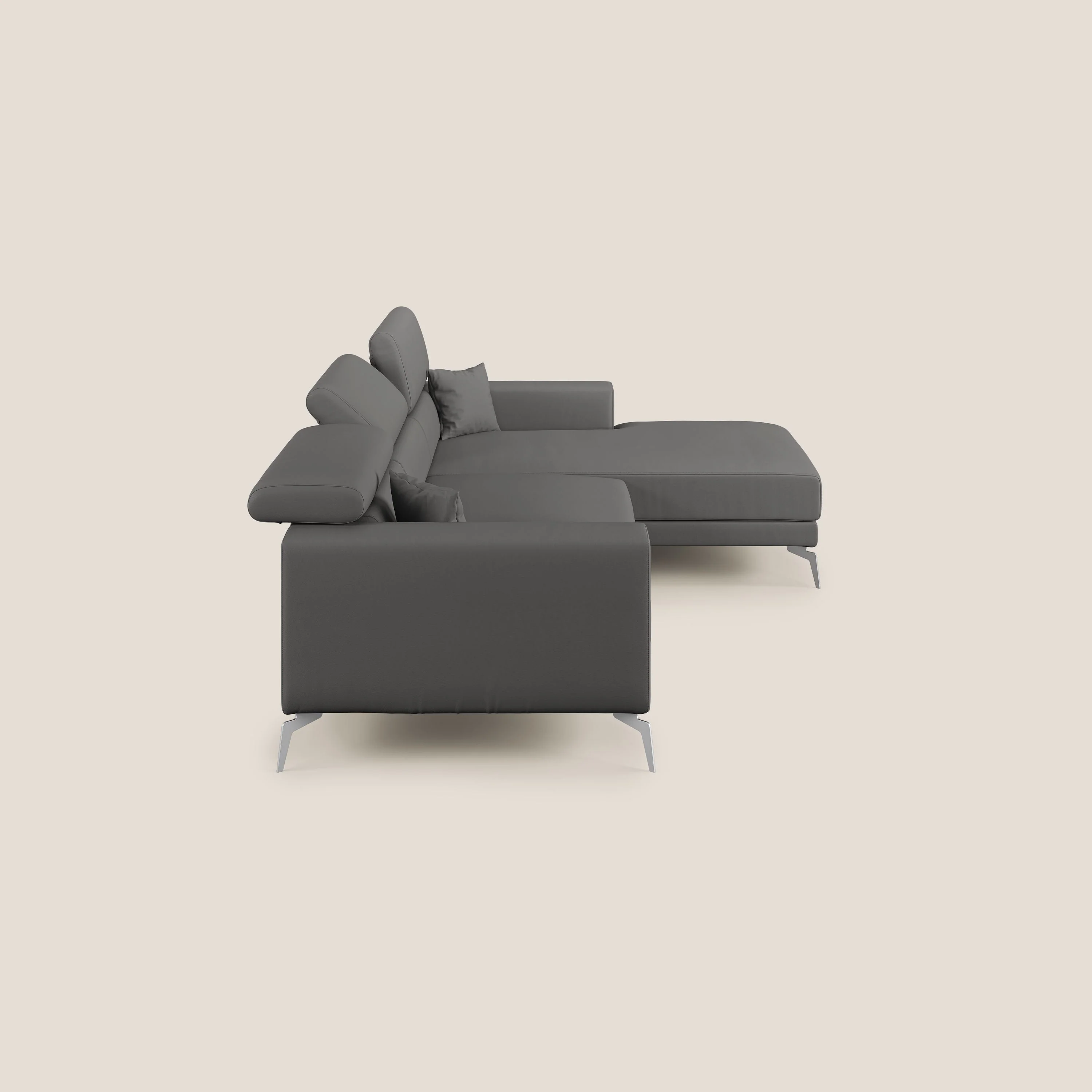 Blade Canapé d'angle moderne avec têtières inclinables en Similicuir T04 anthracite - Image 4