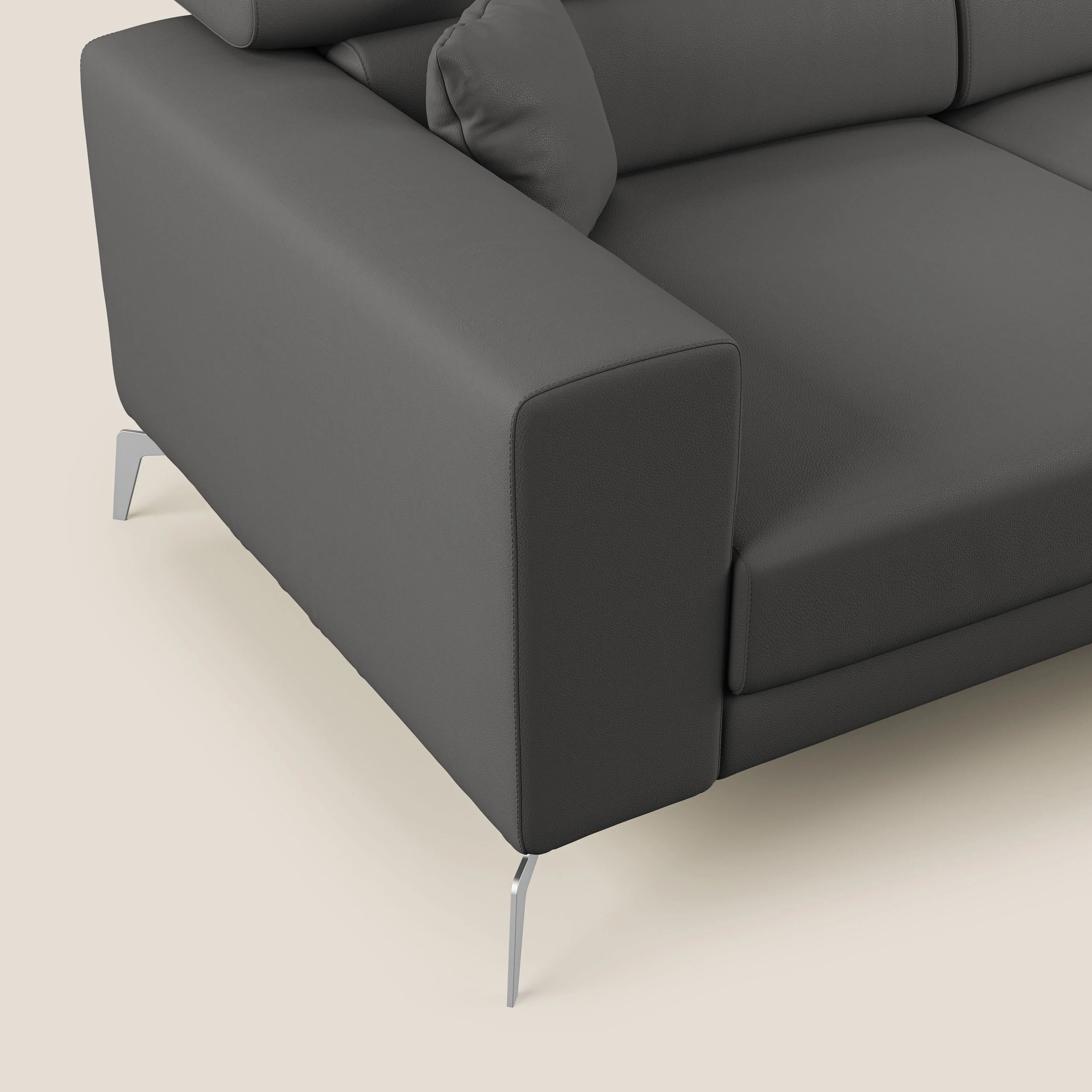 Blade Canapé d'angle moderne avec têtières inclinables en Similicuir T04 anthracite - Image 6