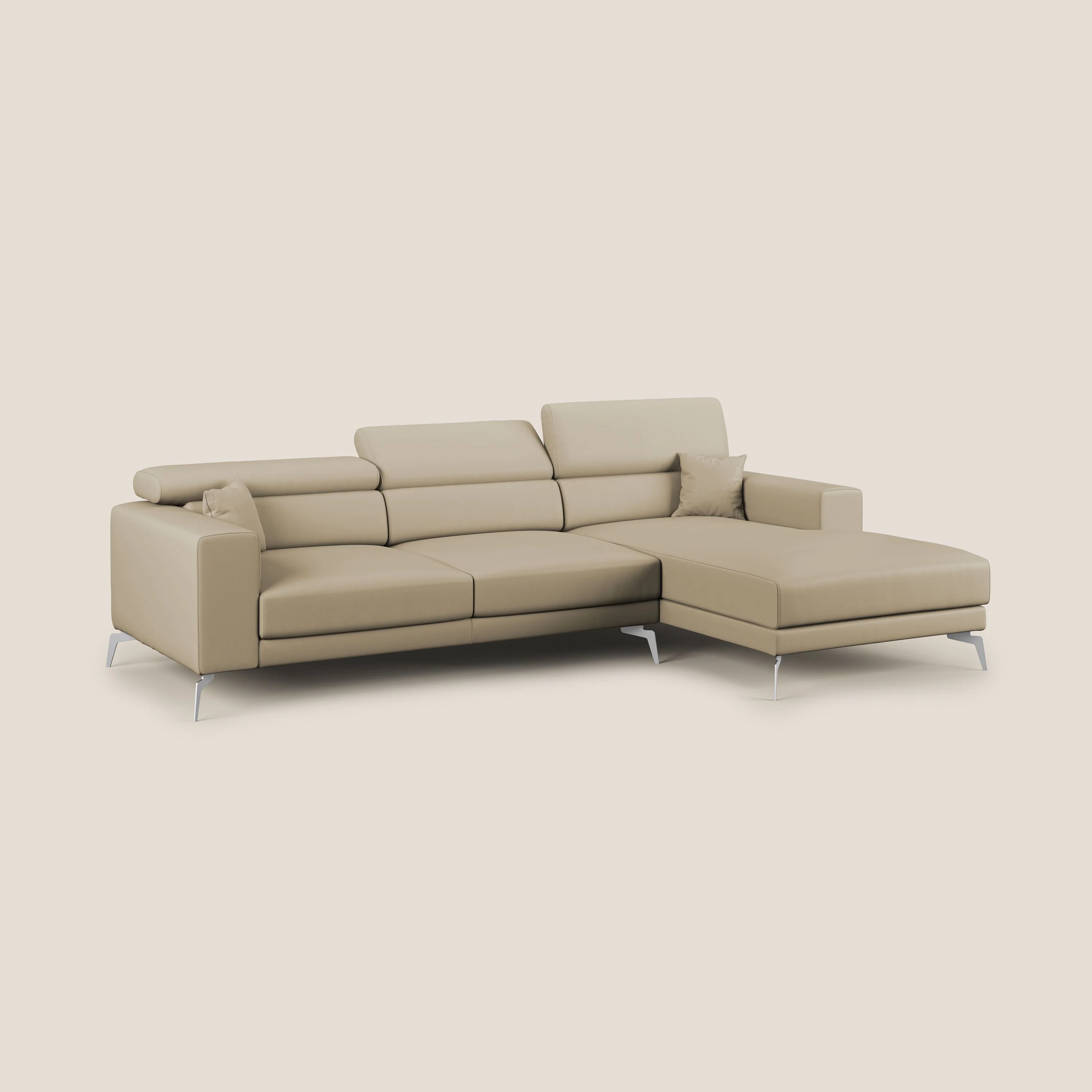 Blade Canapé d'angle moderne avec têtières inclinables en Similicuir T04 beige - Image 2