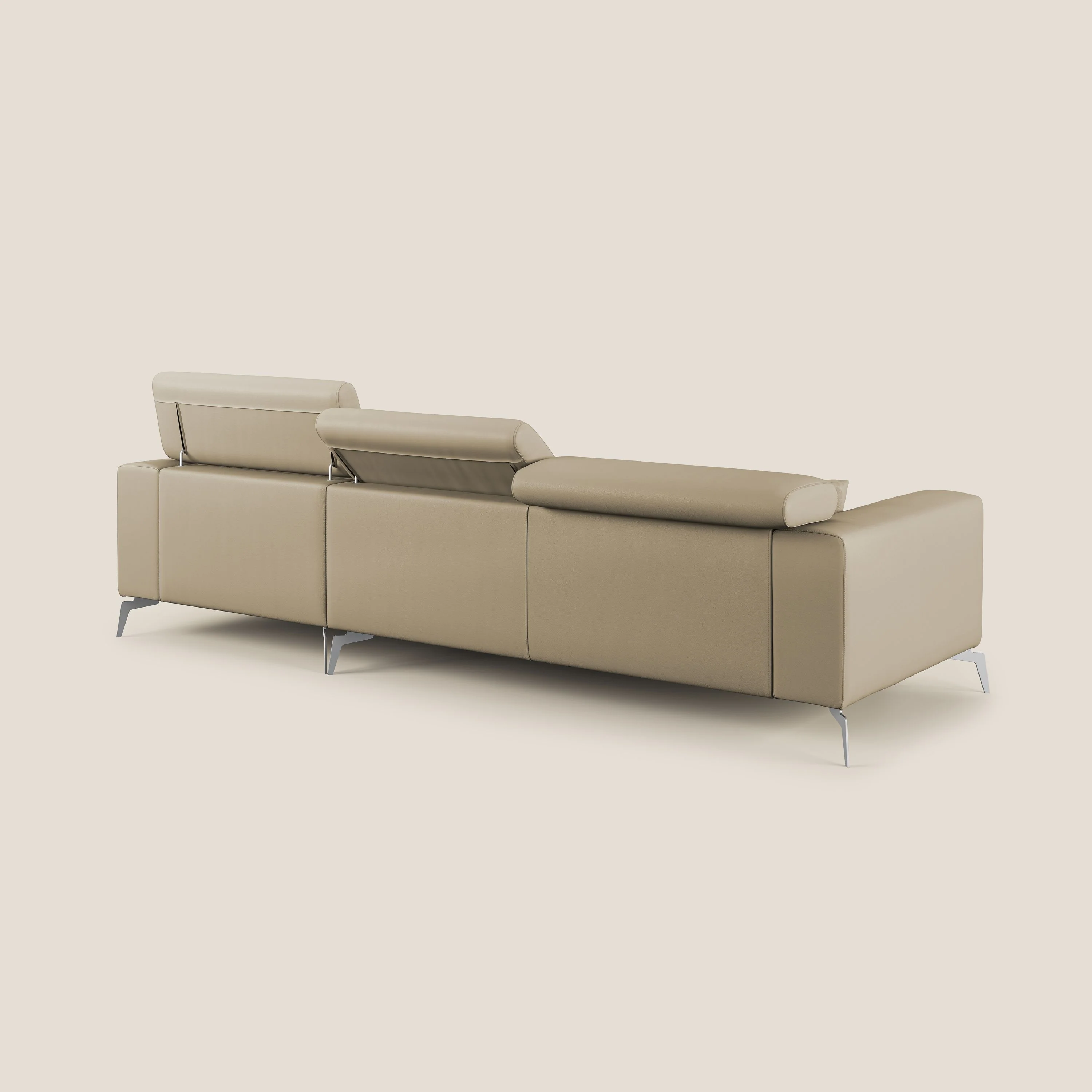Blade Canapé d'angle moderne avec têtières inclinables en Similicuir T04 beige - Image 4