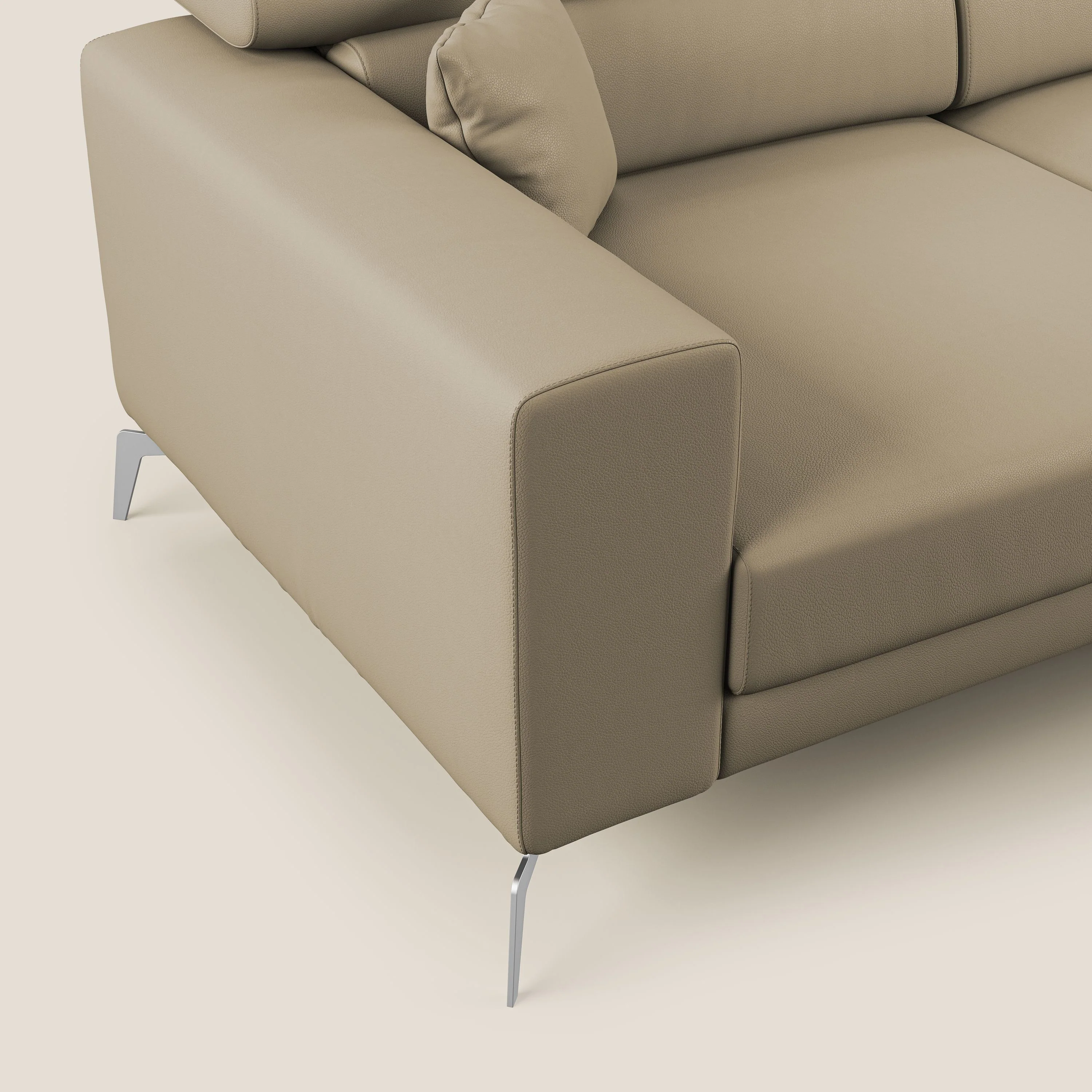 Blade Canapé d'angle moderne avec têtières inclinables en Similicuir T04 beige - Image 5