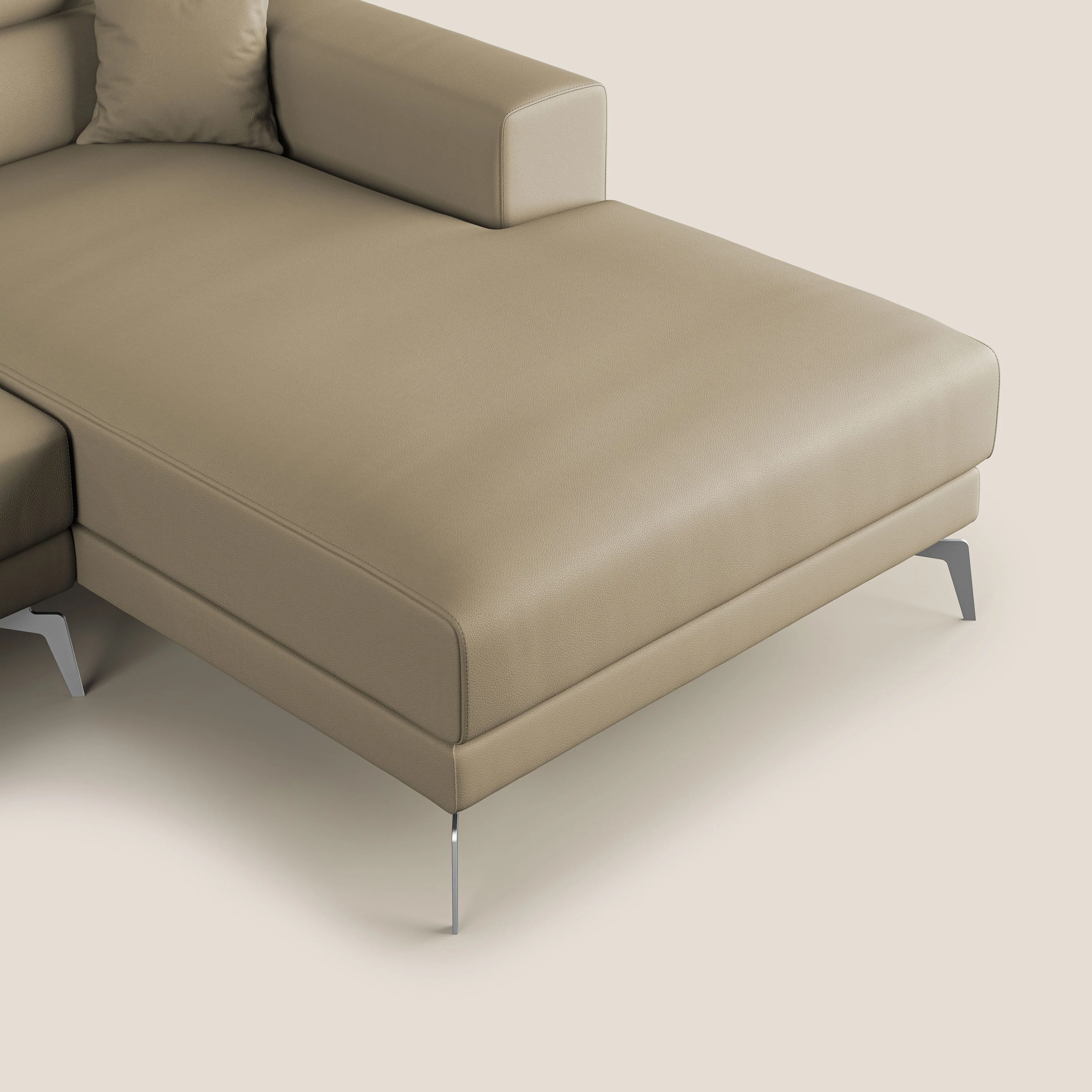 Blade Canapé d'angle moderne avec têtières inclinables en Similicuir T04 beige - Image 7