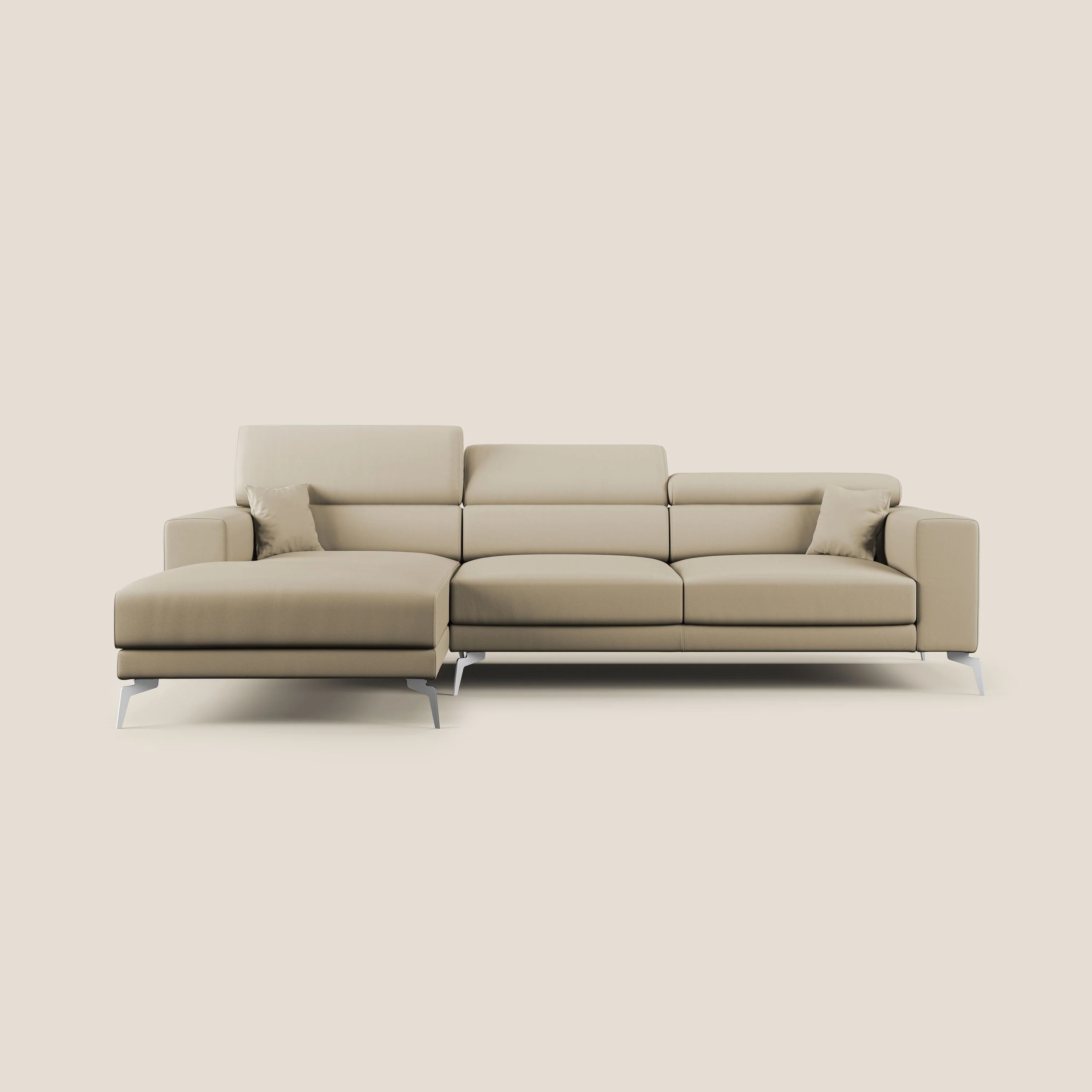 Blade Canapé d'angle moderne avec têtières inclinables en Similicuir T04 beige - Image 9
