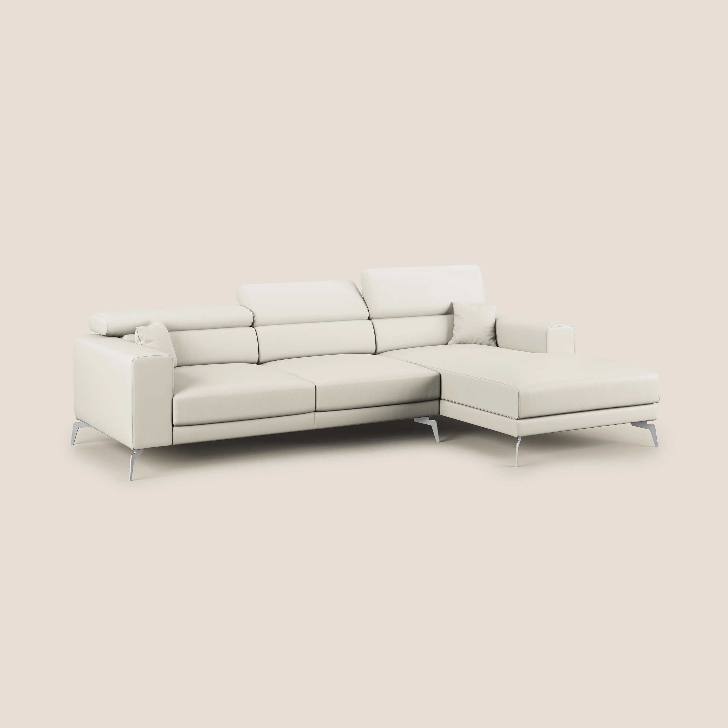Blade Canapé d'angle moderne avec têtières inclinables en Similicuir T04 blanc - Image 2