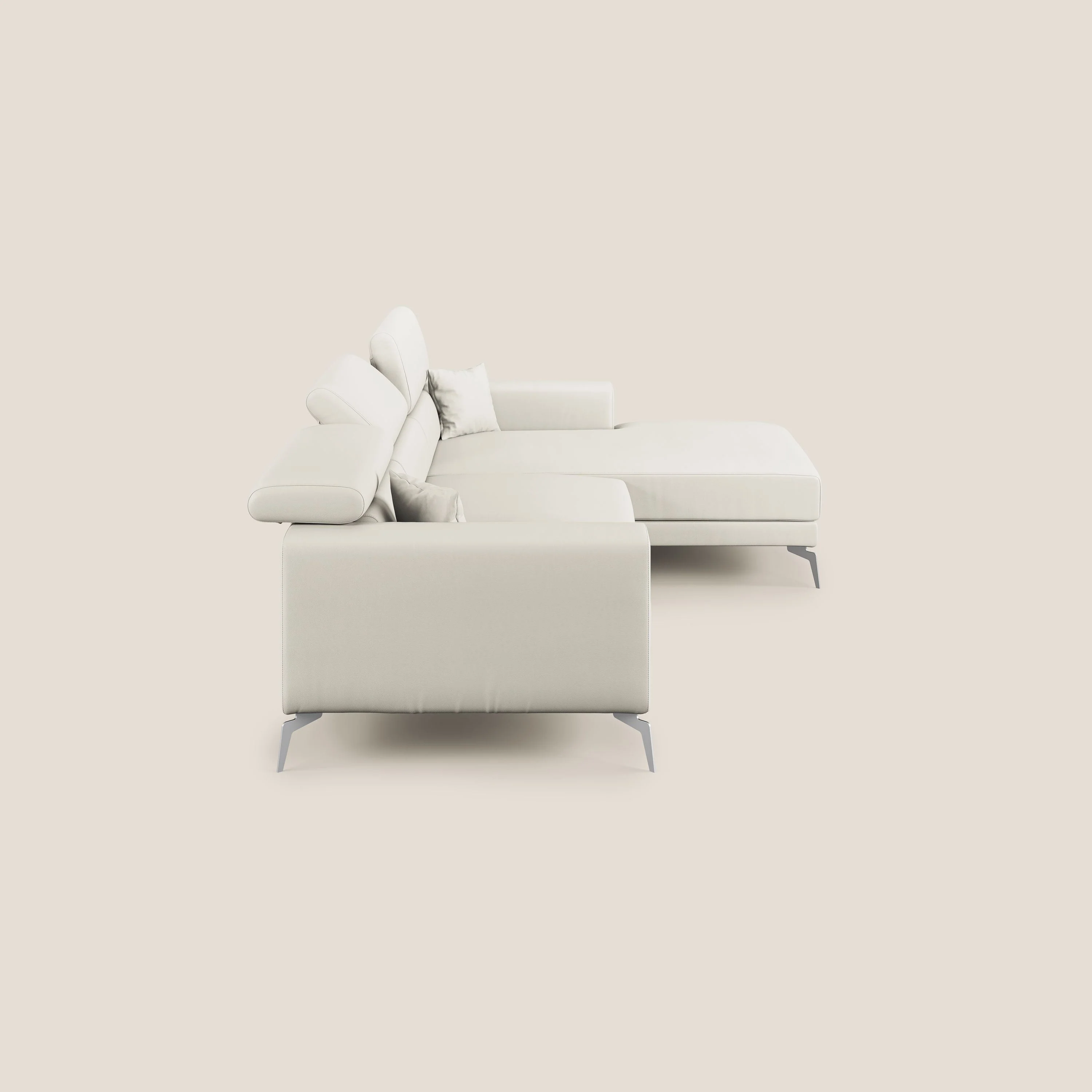 Blade Canapé d'angle moderne avec têtières inclinables en Similicuir T04 blanc - Image 3
