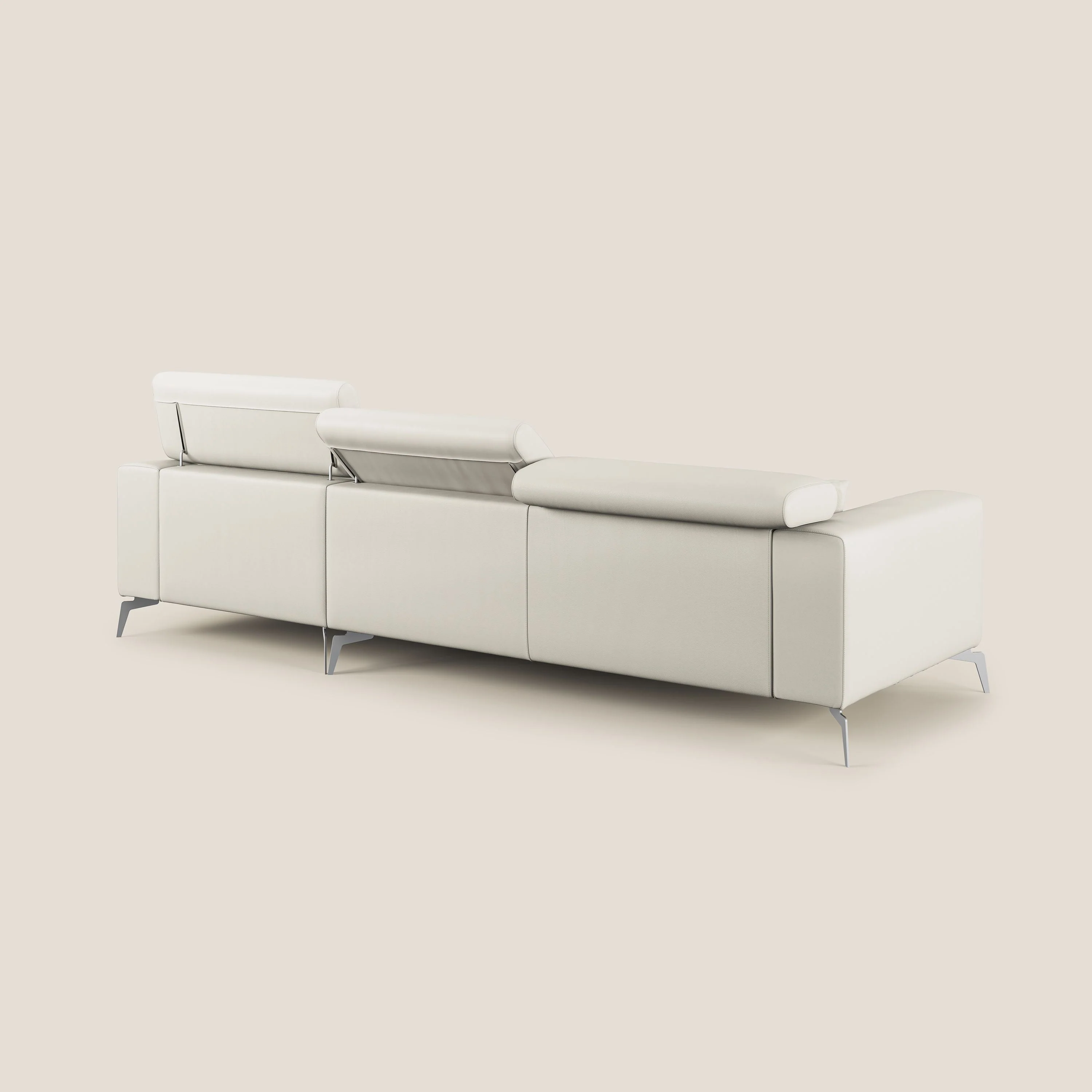 Blade Canapé d'angle moderne avec têtières inclinables en Similicuir T04 blanc - Image 4