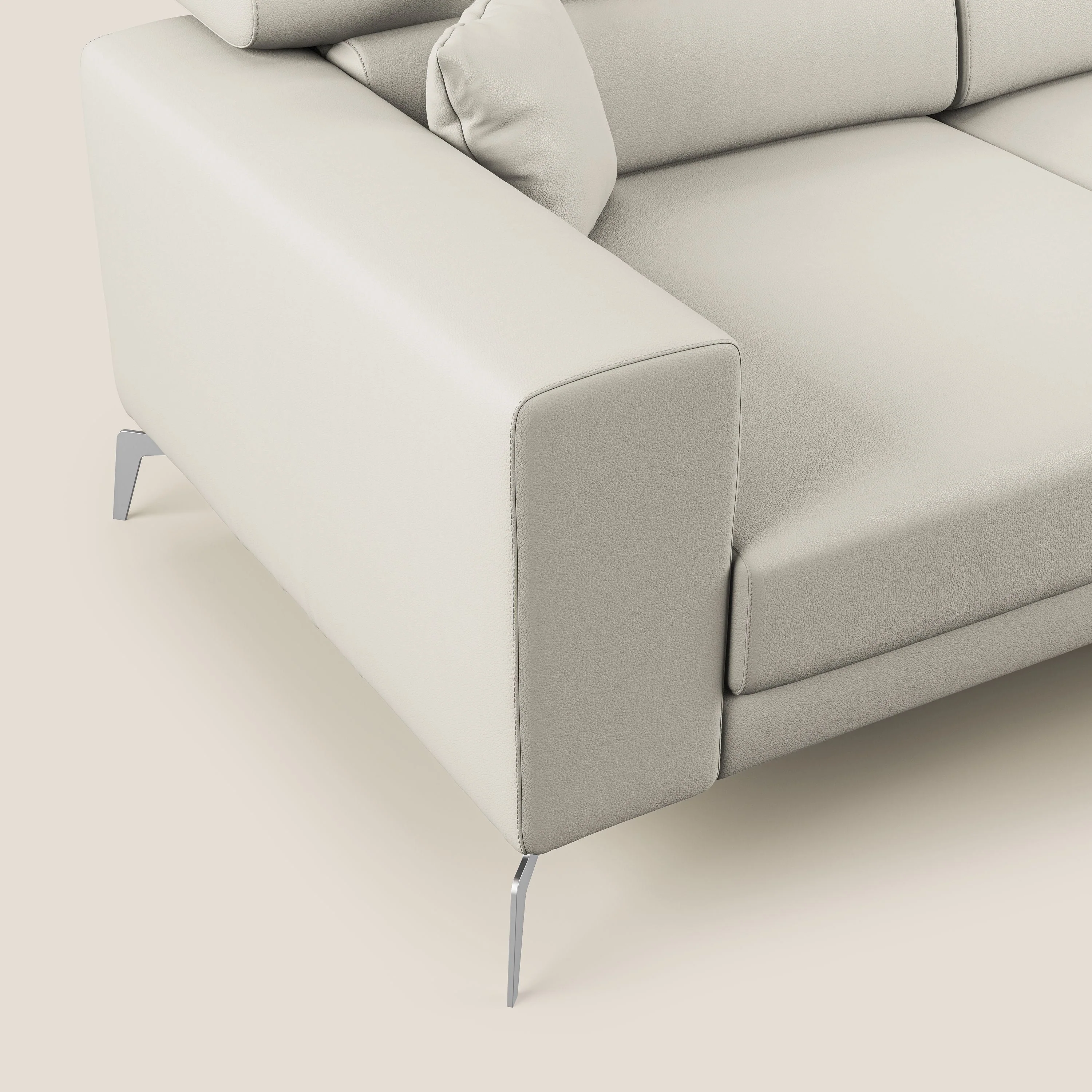 Blade Canapé d'angle moderne avec têtières inclinables en Similicuir T04 blanc - Image 5