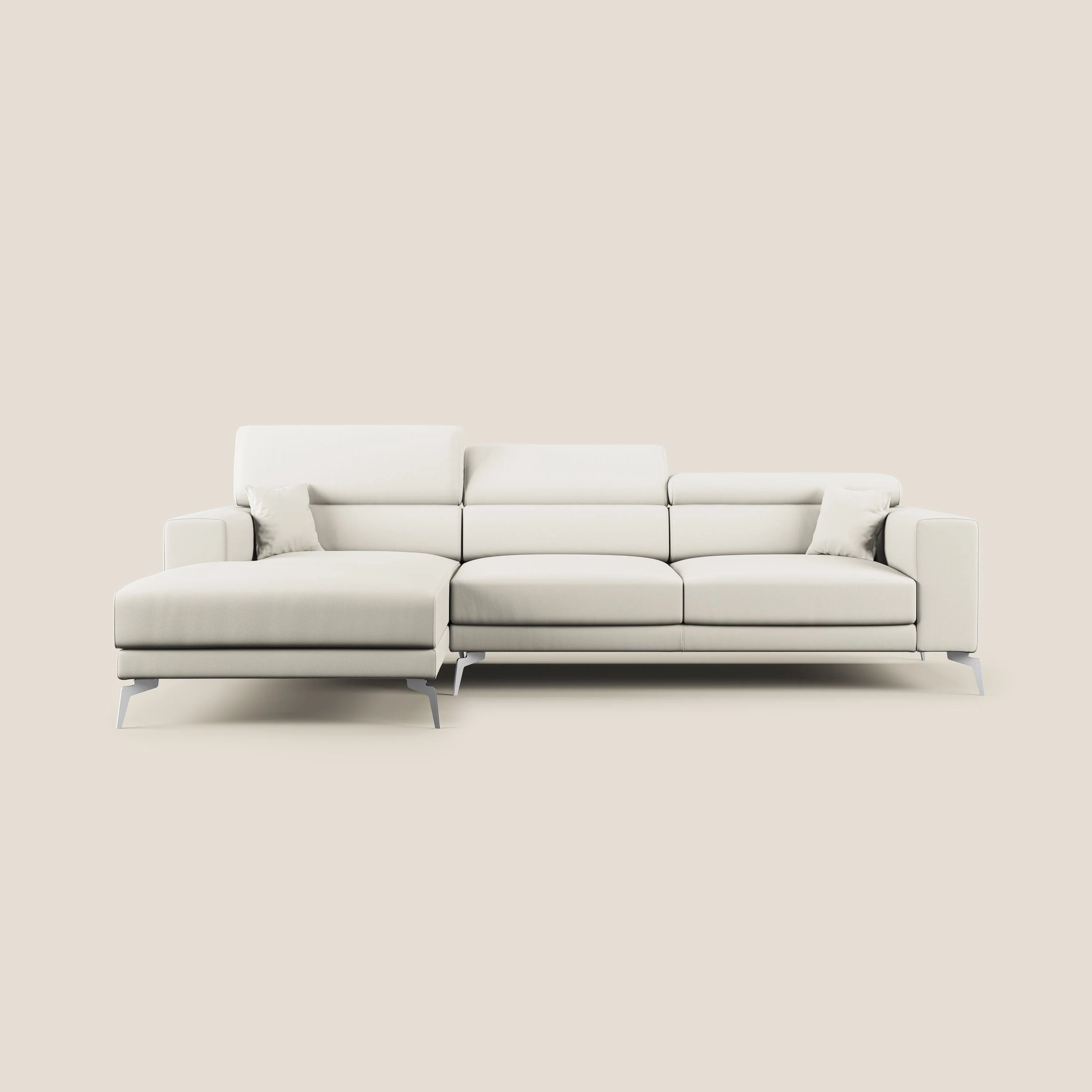 Blade Canapé d'angle moderne avec têtières inclinables en Similicuir T04 blanc - Image 9