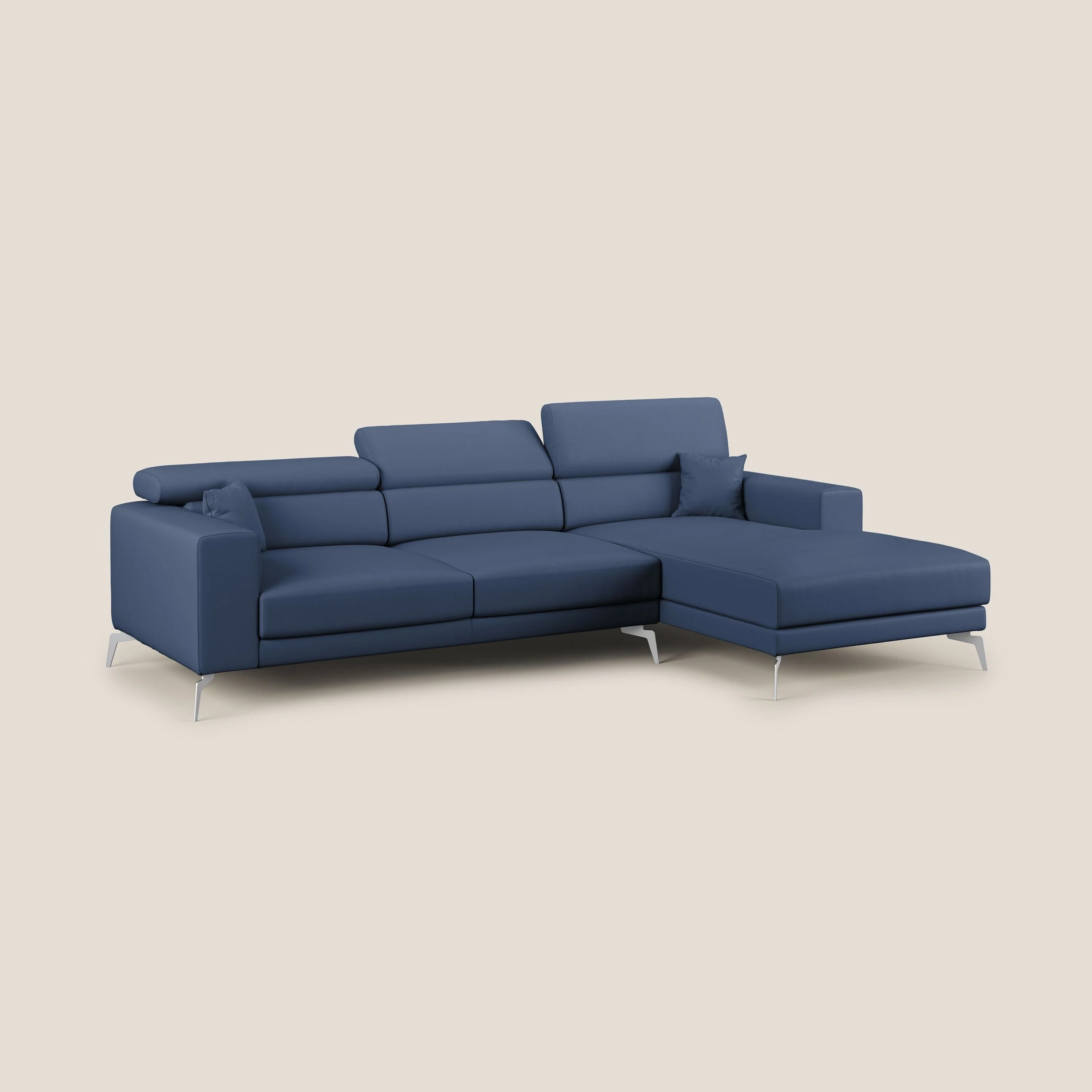 Blade Canapé d'angle moderne avec têtières inclinables en Similicuir T04 bleu - Image 2