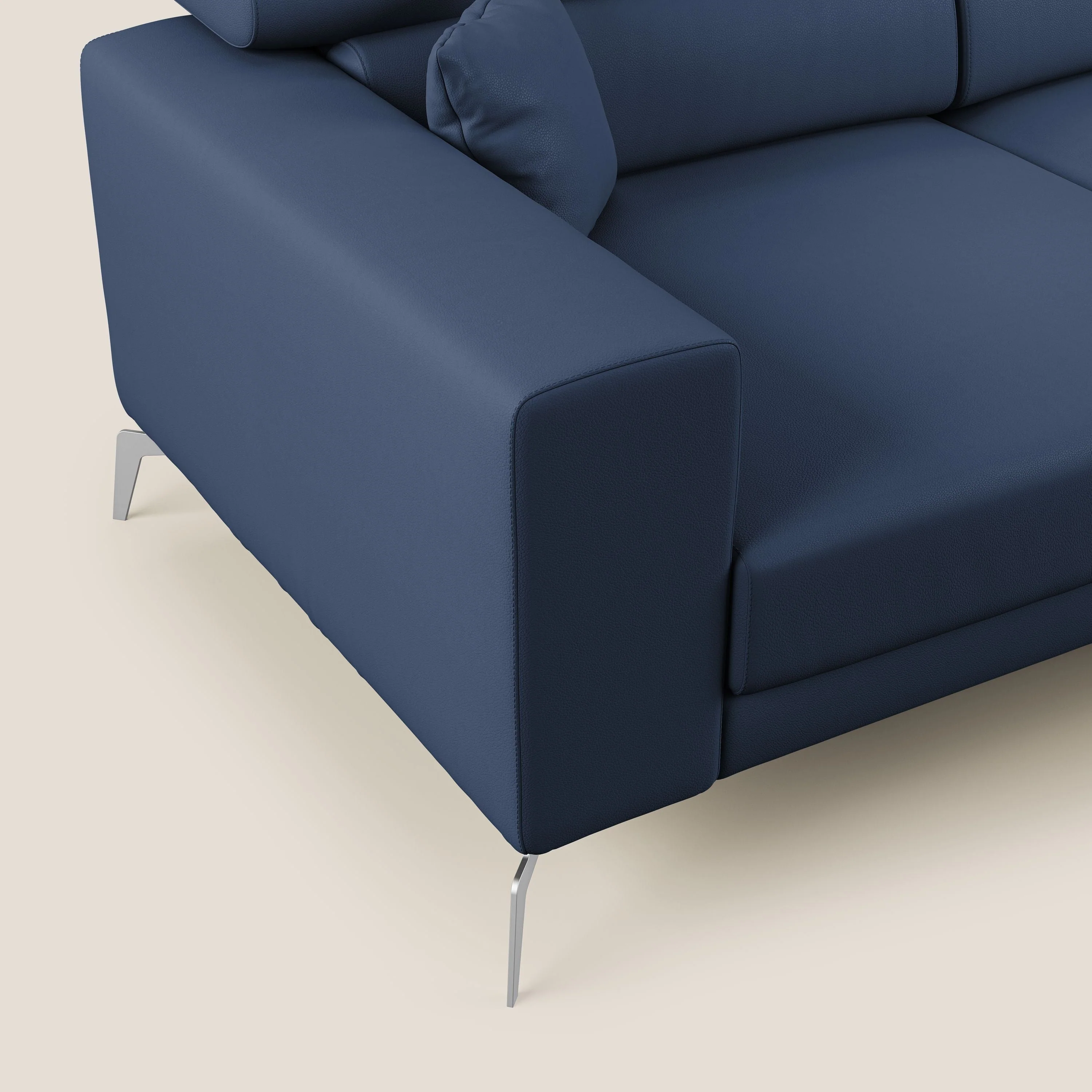 Blade Canapé d'angle moderne avec têtières inclinables en Similicuir T04 bleu - Image 5