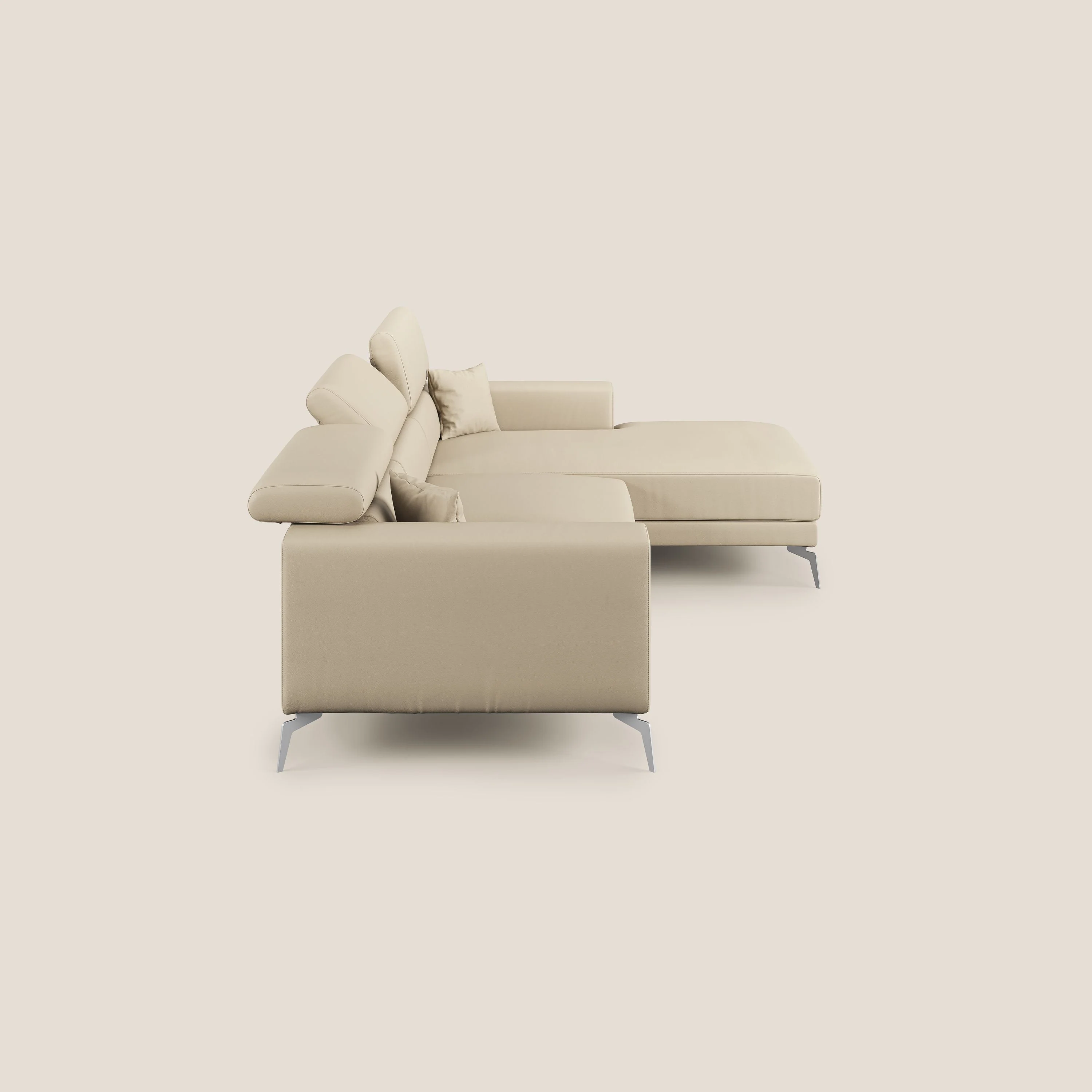 Blade Canapé d'angle moderne avec têtières inclinables en Similicuir T04 crème - Image 3
