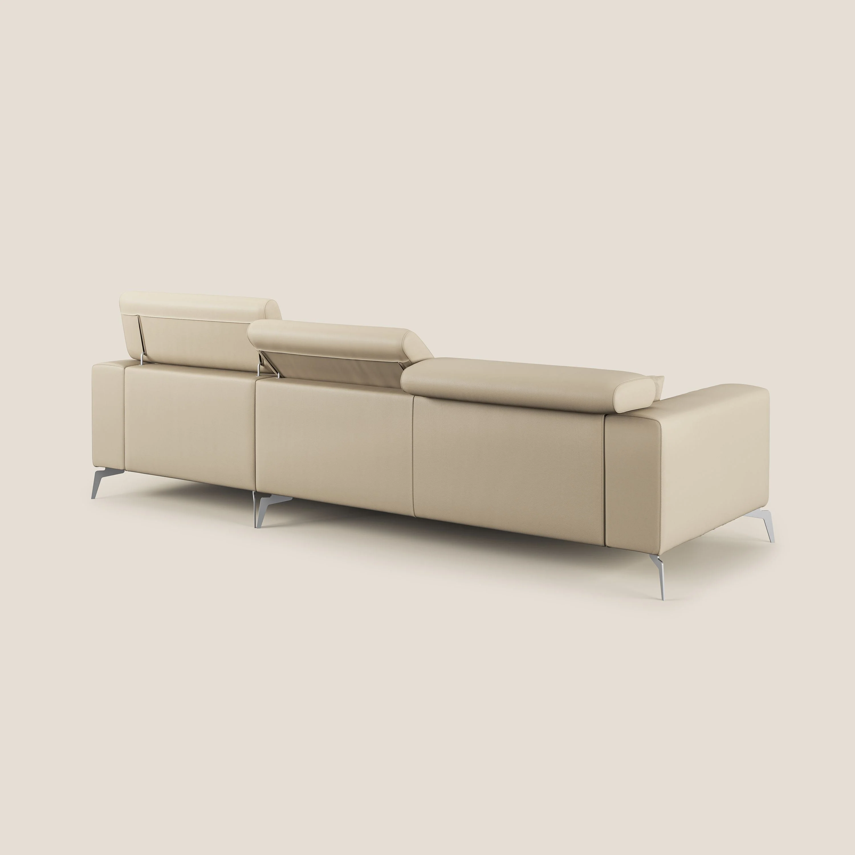 Blade Canapé d'angle moderne avec têtières inclinables en Similicuir T04 crème - Image 4