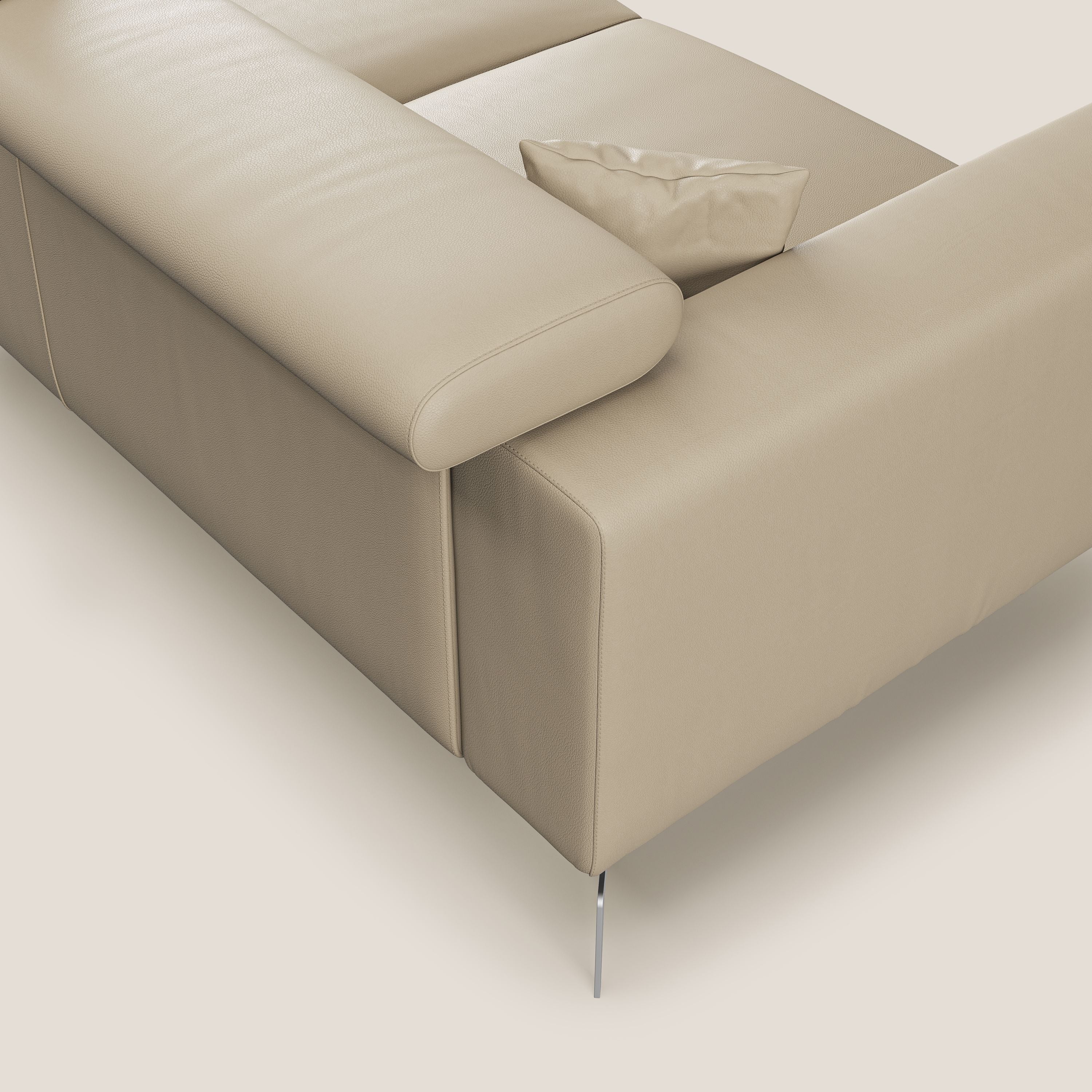 Blade Canapé d'angle moderne avec têtières inclinables en Similicuir T04 crème - Image 6