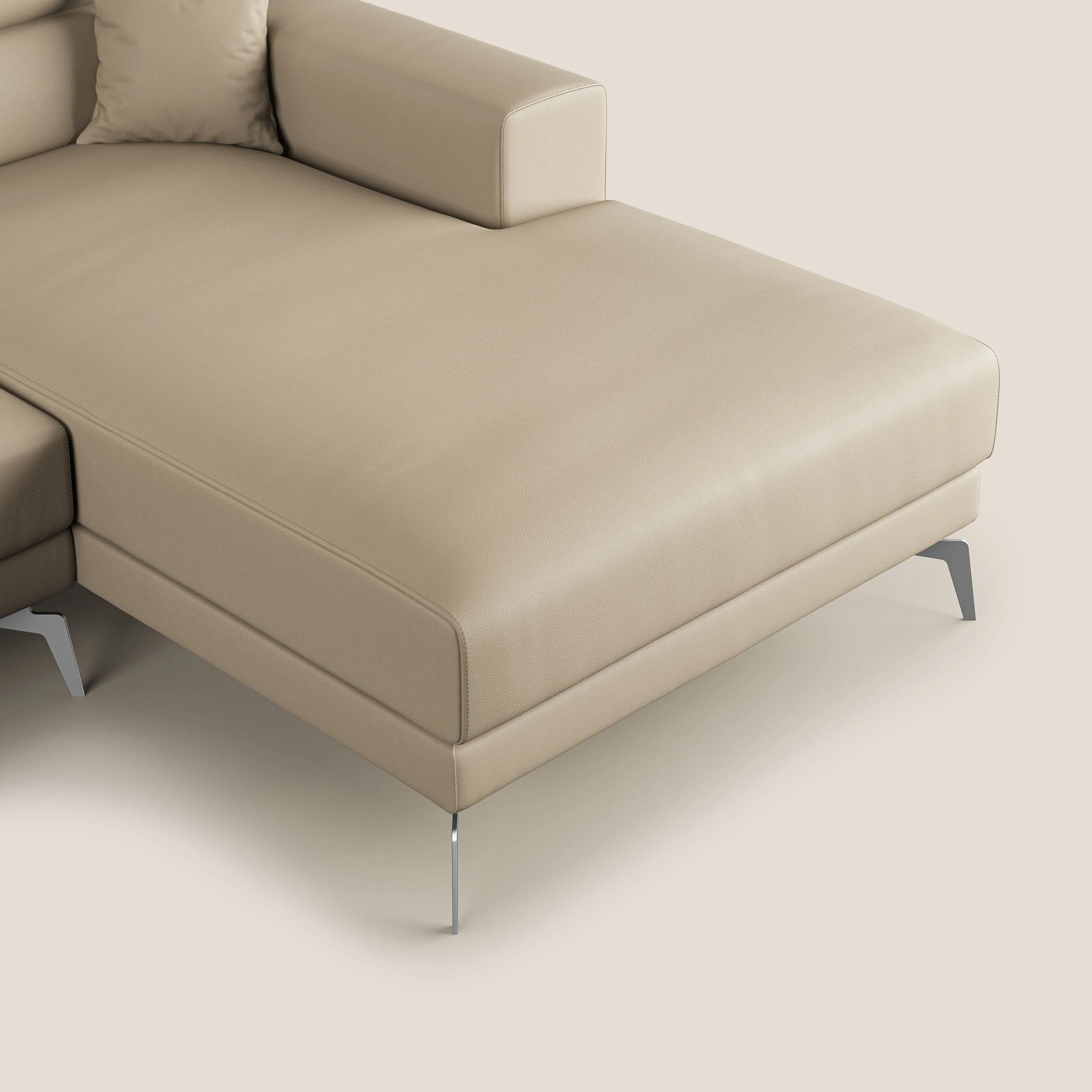 Blade Canapé d'angle moderne avec têtières inclinables en Similicuir T04 crème - Image 7