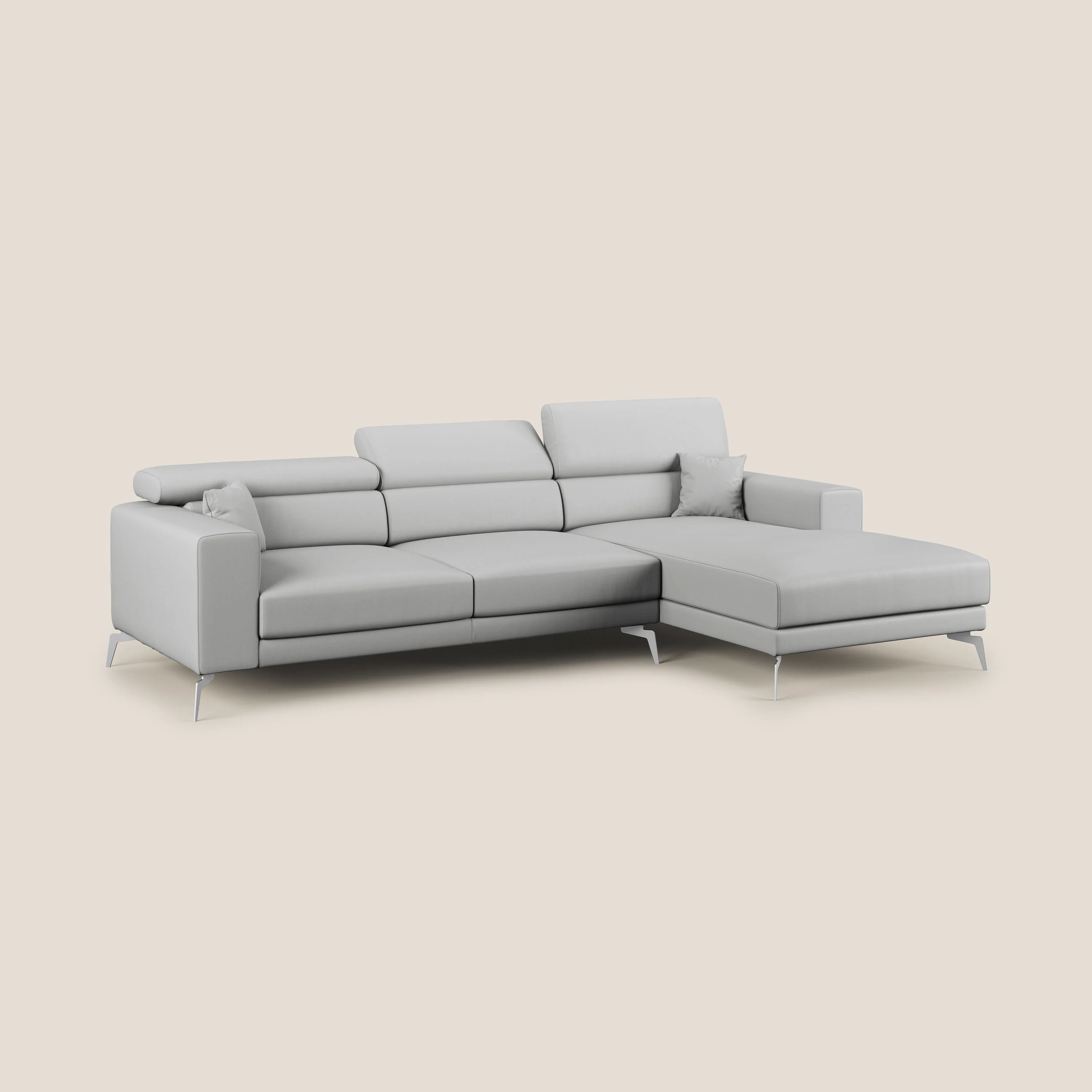 Blade Canapé d'angle moderne avec têtières inclinables en Similicuir T04 gris clair - Image 2