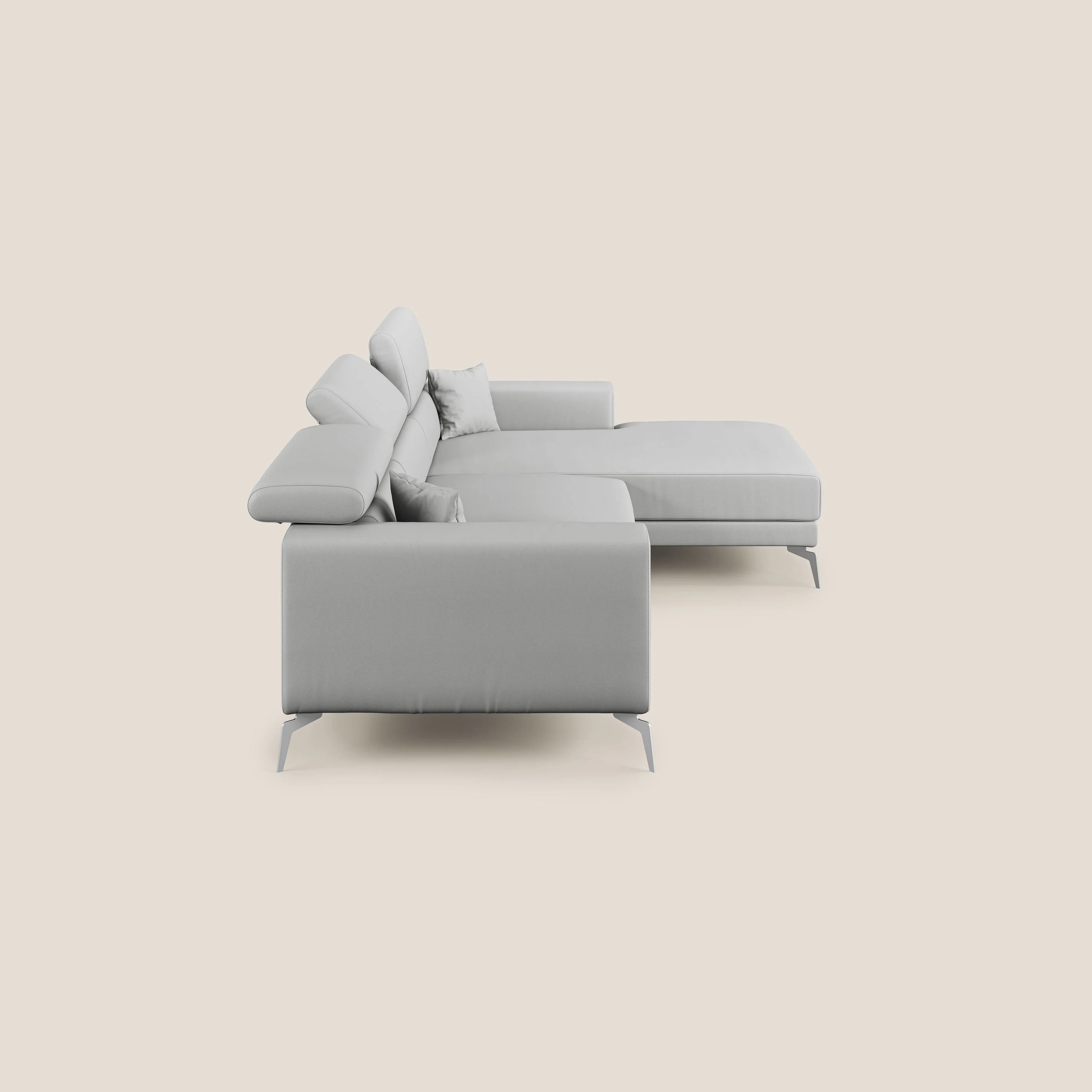 Blade Canapé d'angle moderne avec têtières inclinables en Similicuir T04 gris clair - Image 3