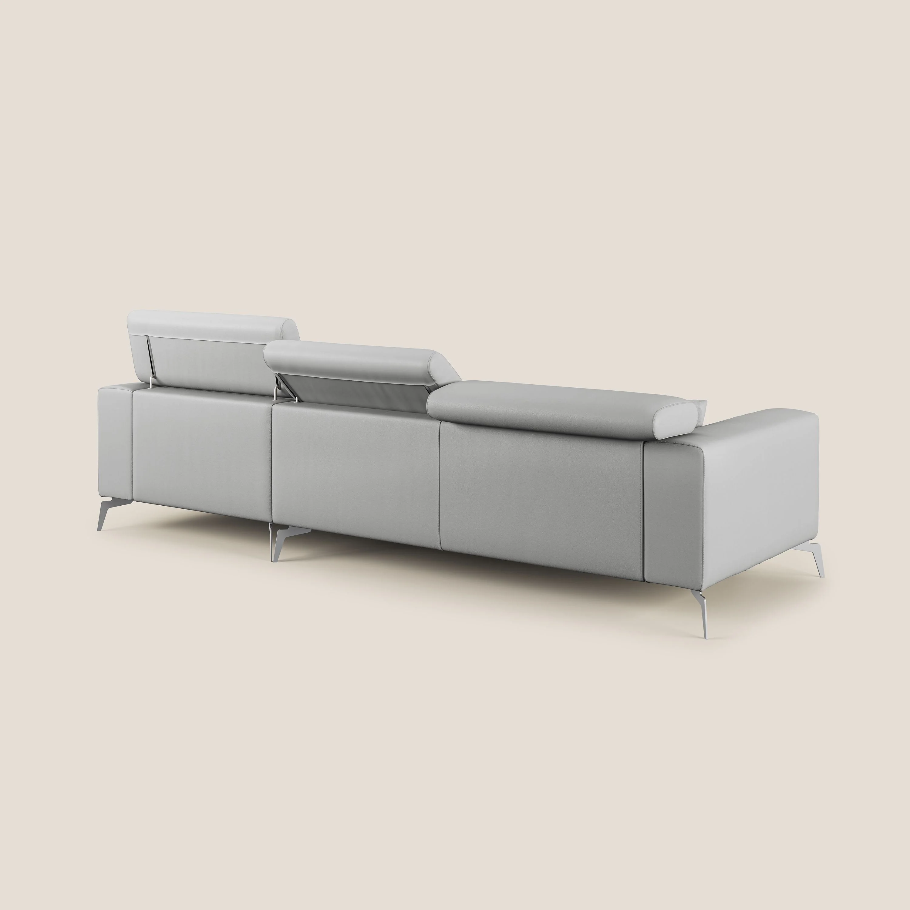 Blade Canapé d'angle moderne avec têtières inclinables en Similicuir T04 gris clair - Image 4