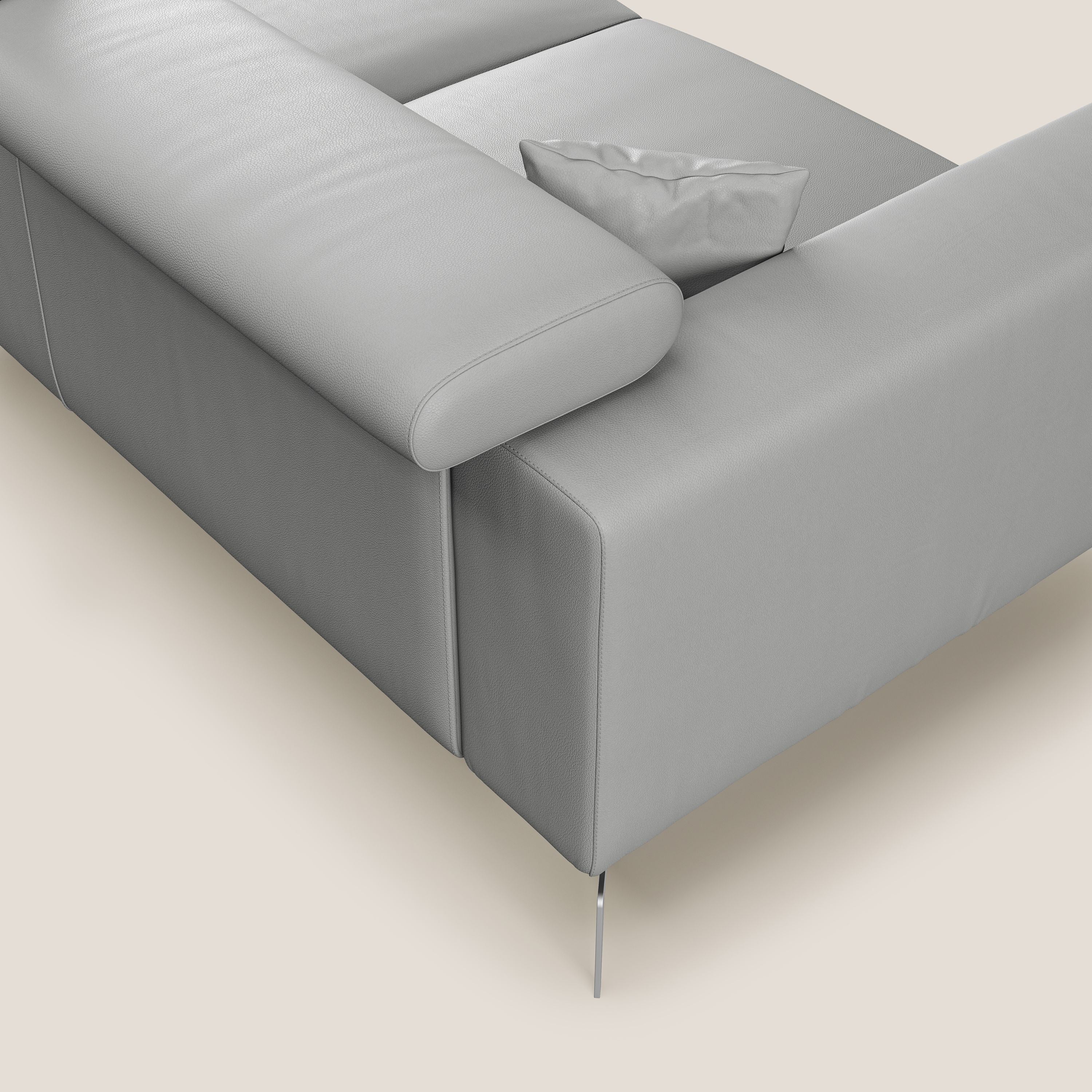 Blade Canapé d'angle moderne avec têtières inclinables en Similicuir T04 gris clair - Image 6