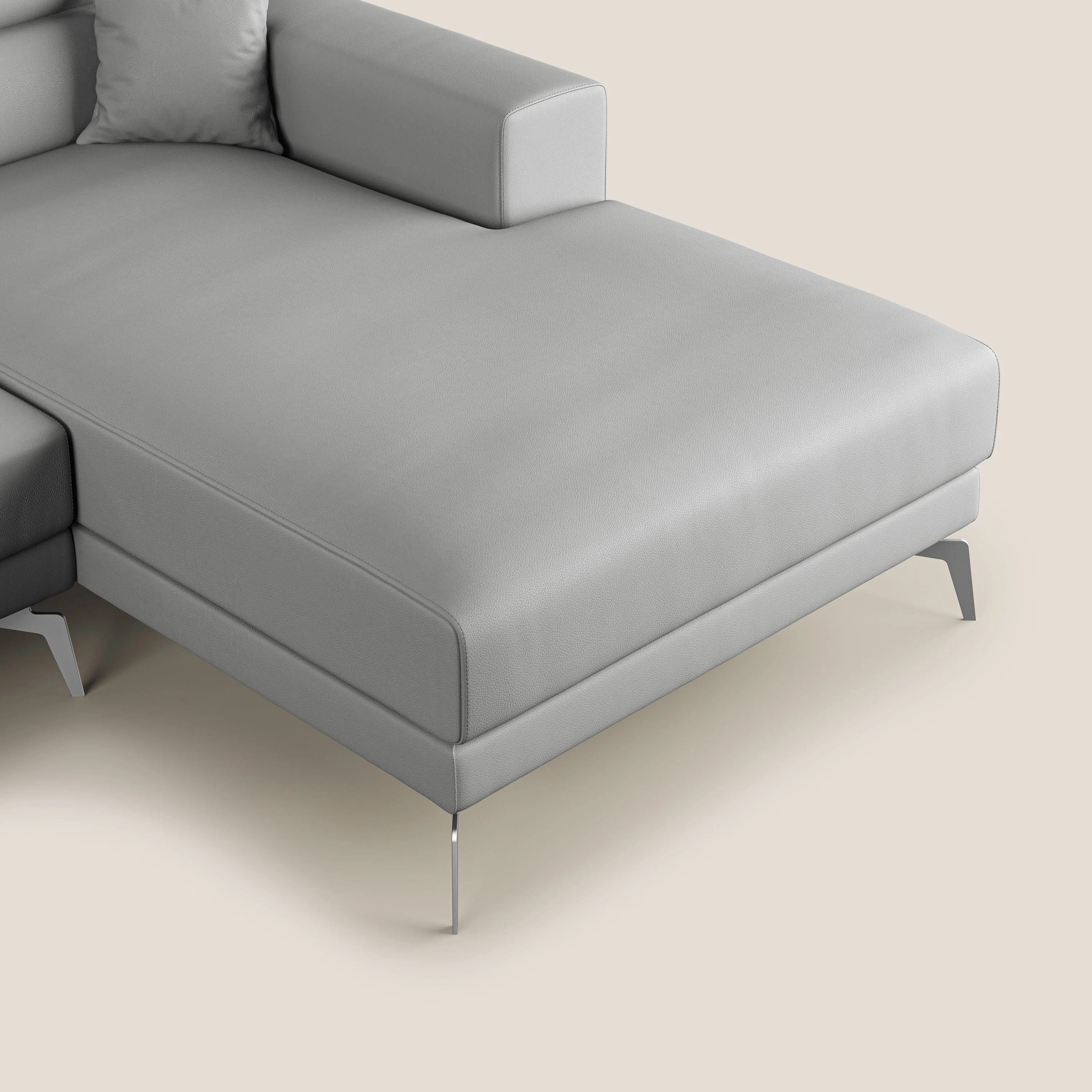 Blade Canapé d'angle moderne avec têtières inclinables en Similicuir T04 gris clair - Image 7