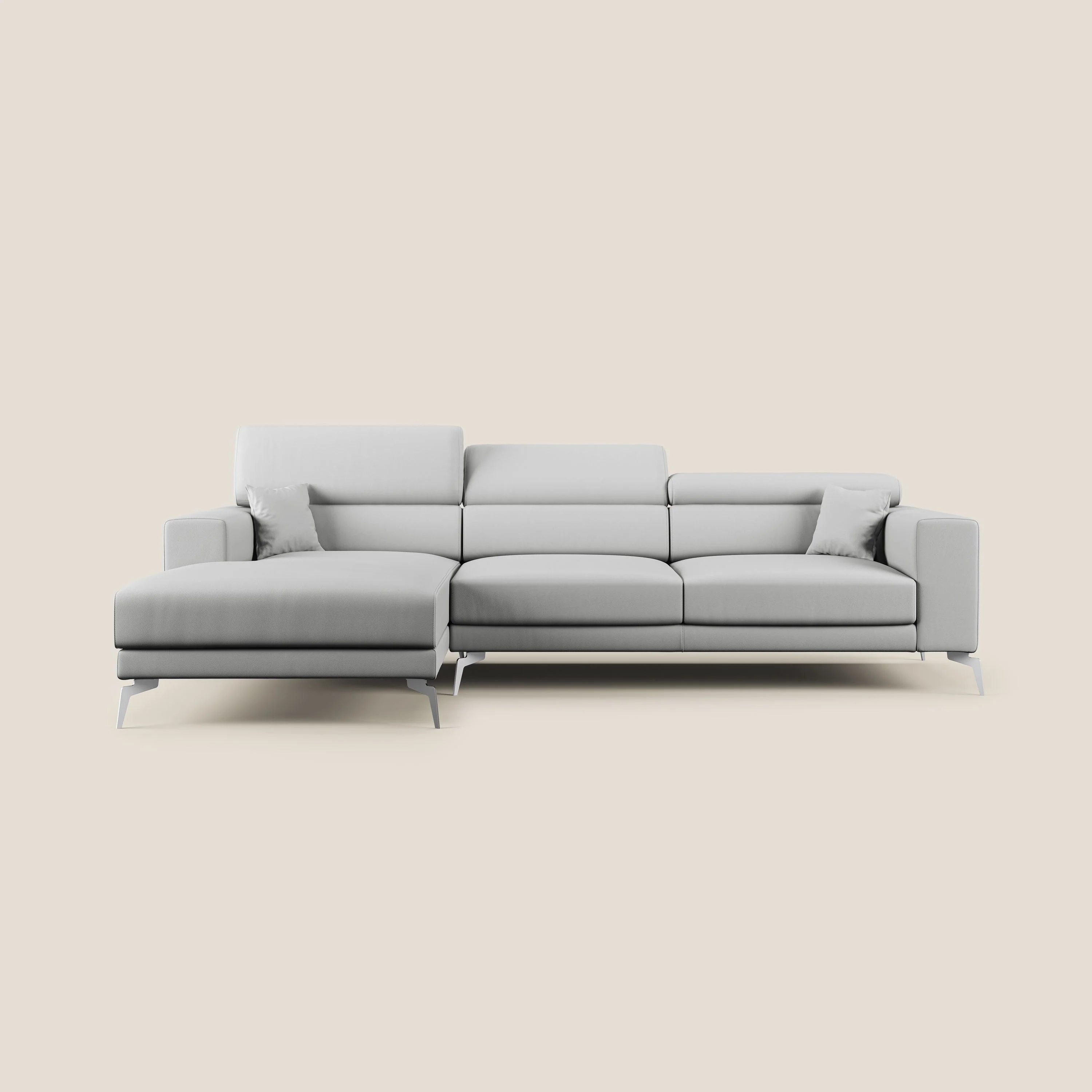 Blade Canapé d'angle moderne avec têtières inclinables en Similicuir T04 gris clair - Image 9