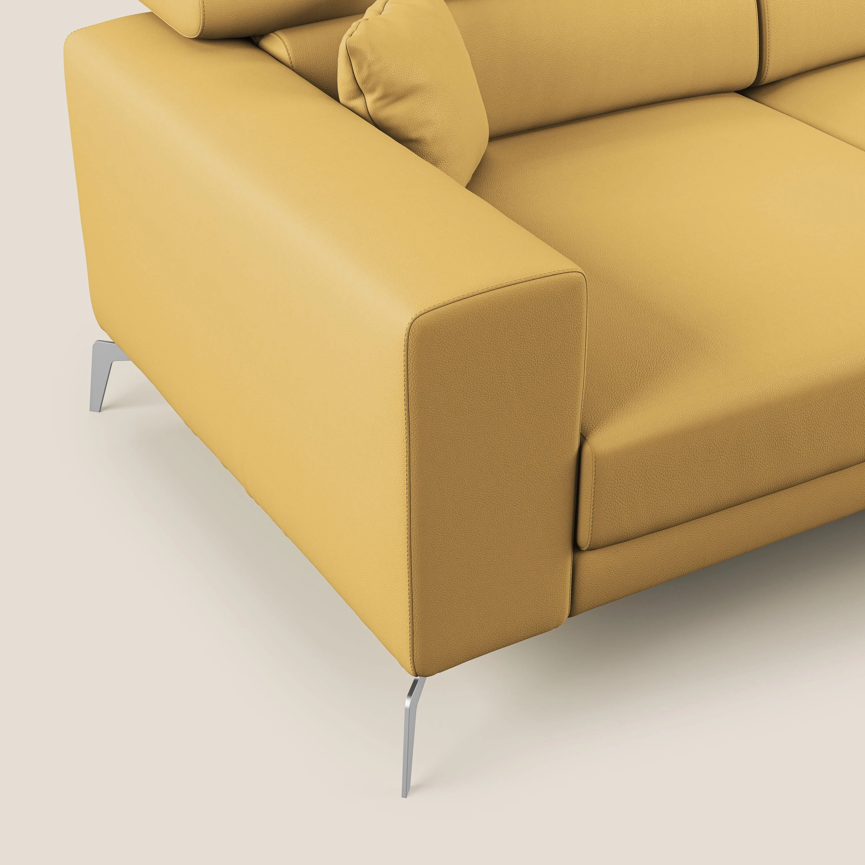 Blade Canapé d'angle moderne avec têtières inclinables en Similicuir T04 jaune - Image 5