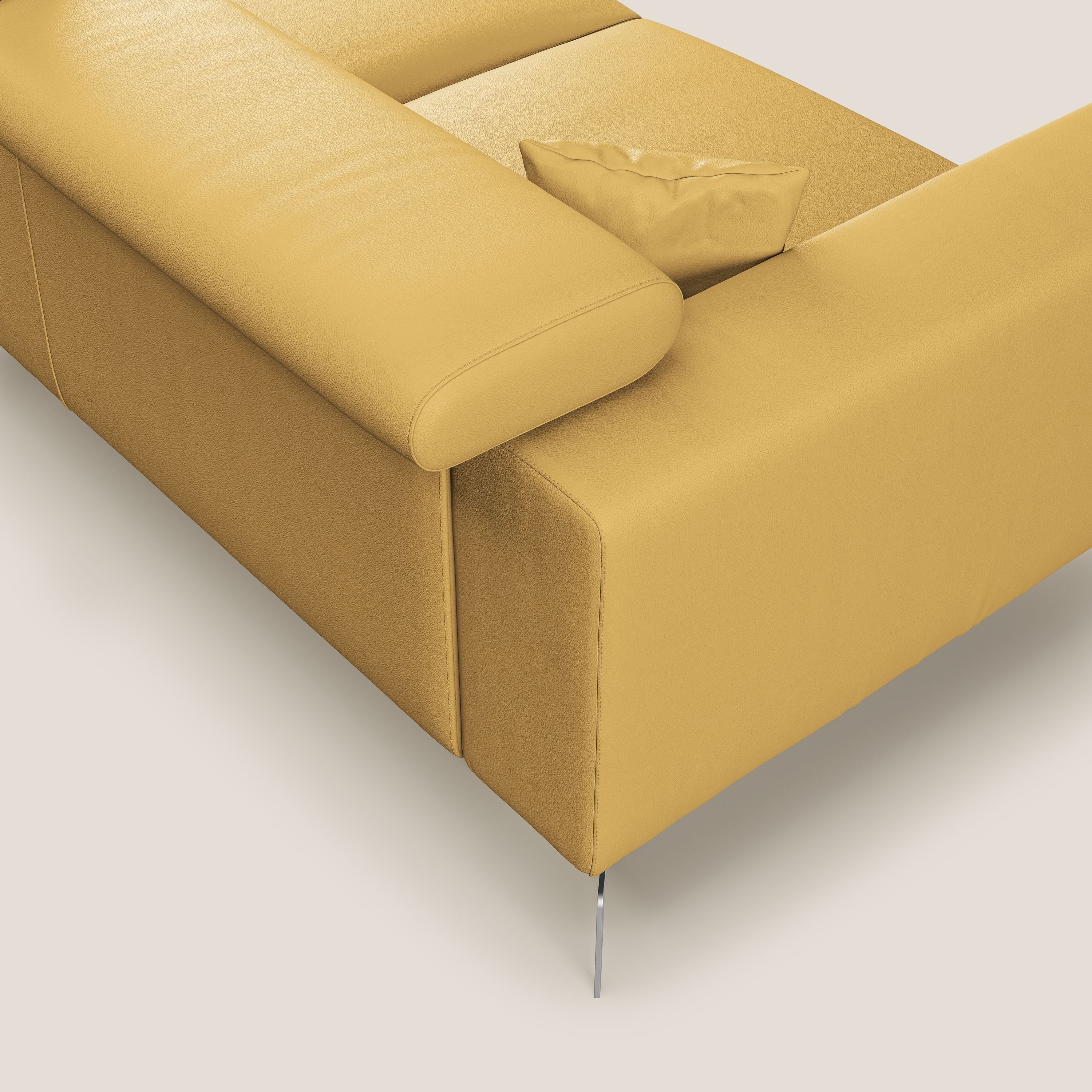 Blade Canapé d'angle moderne avec têtières inclinables en Similicuir T04 jaune - Image 6