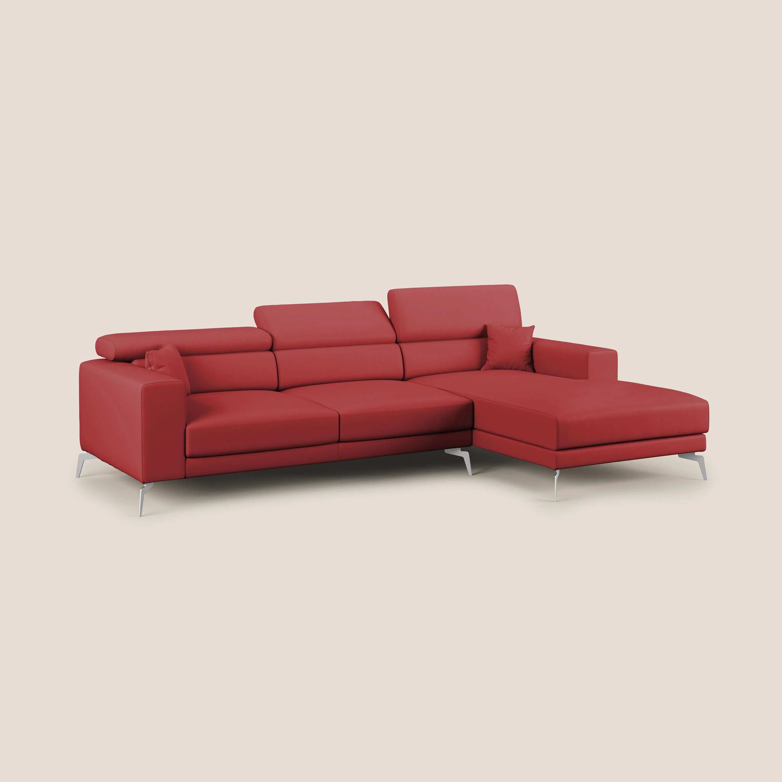 Blade Canapé d'angle moderne avec têtières inclinables en Similicuir T04 rouge - Image 2