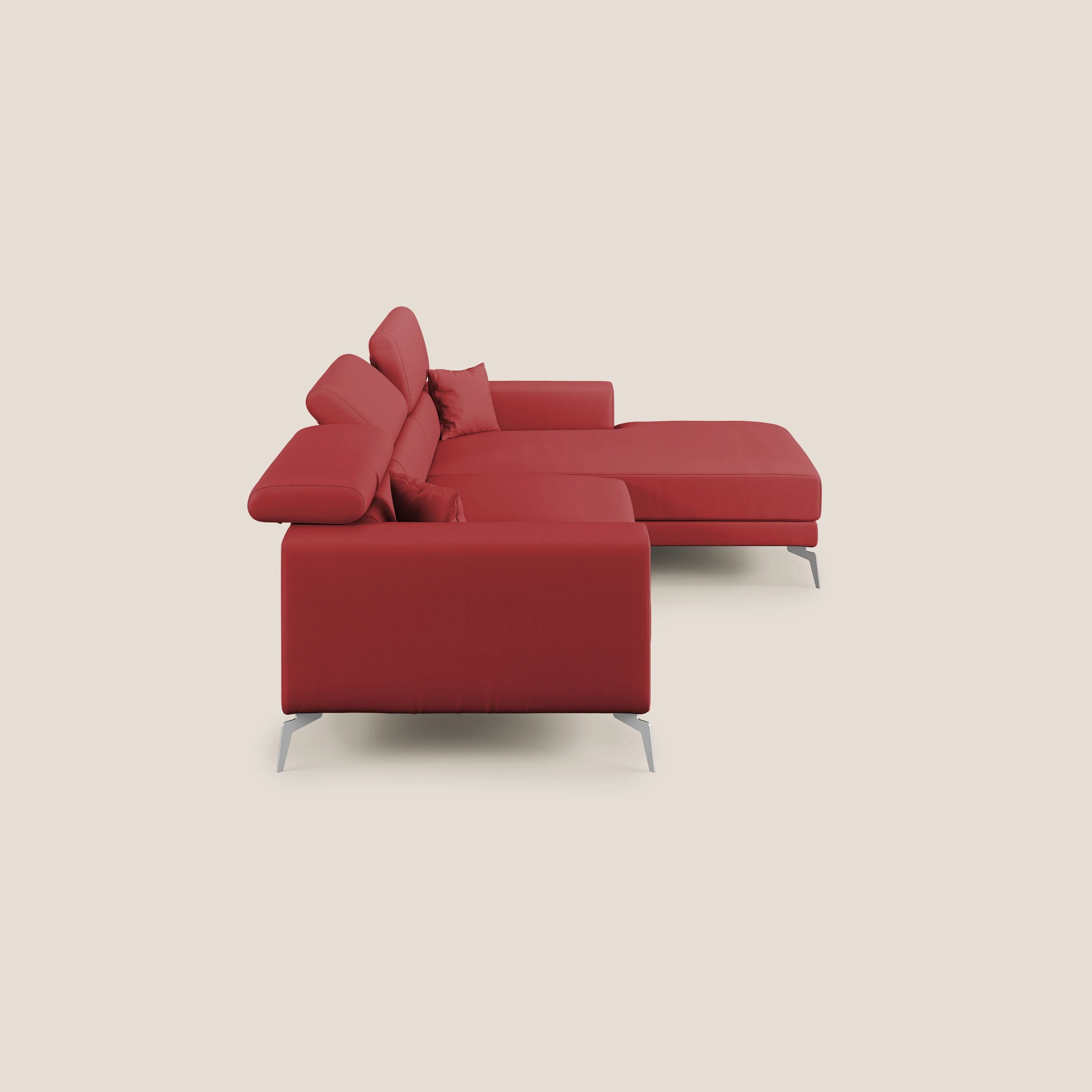Blade Canapé d'angle moderne avec têtières inclinables en Similicuir T04 rouge - Image 3