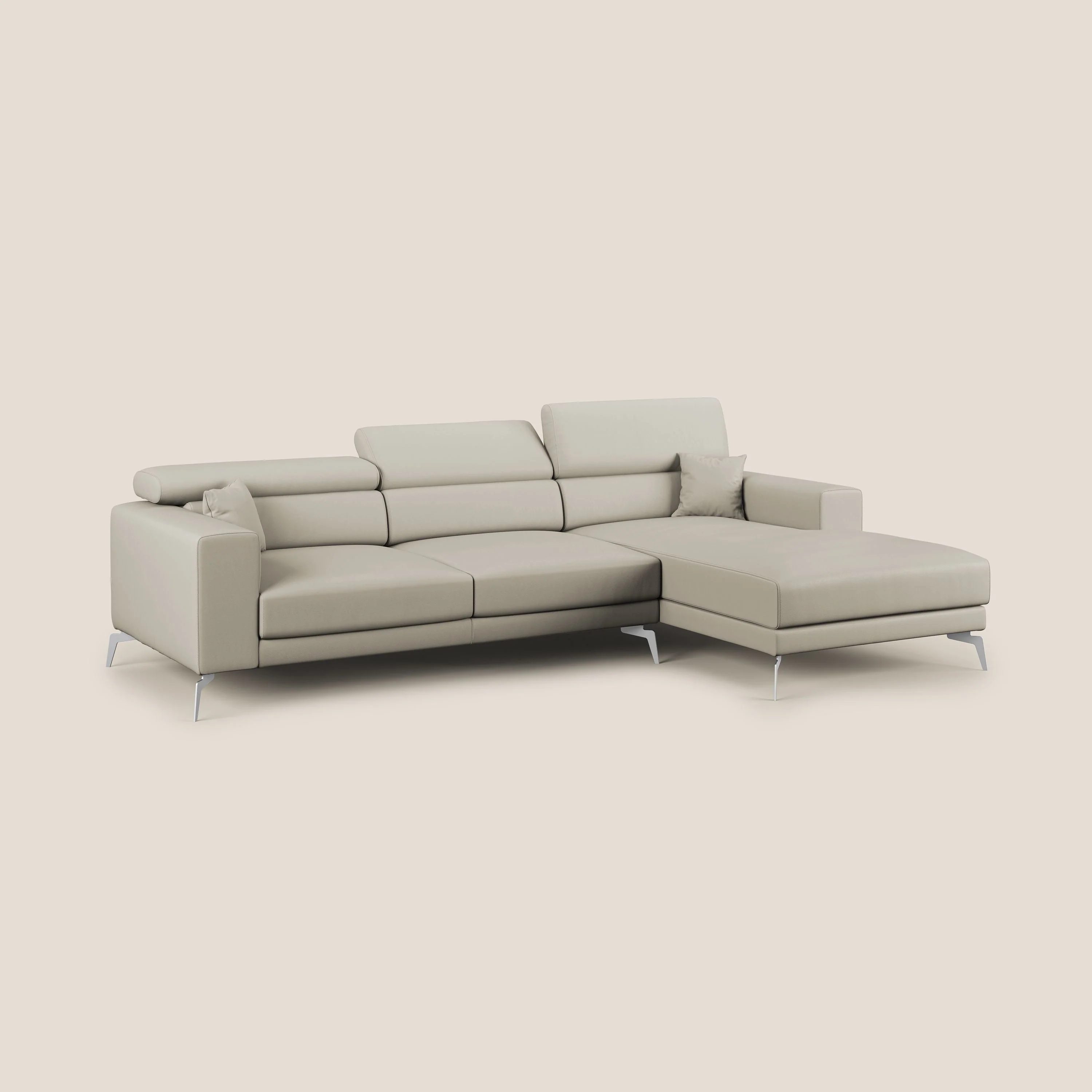 Blade Canapé d'angle moderne avec têtières inclinables en Similicuir T04 Taupe tortora - Image 2