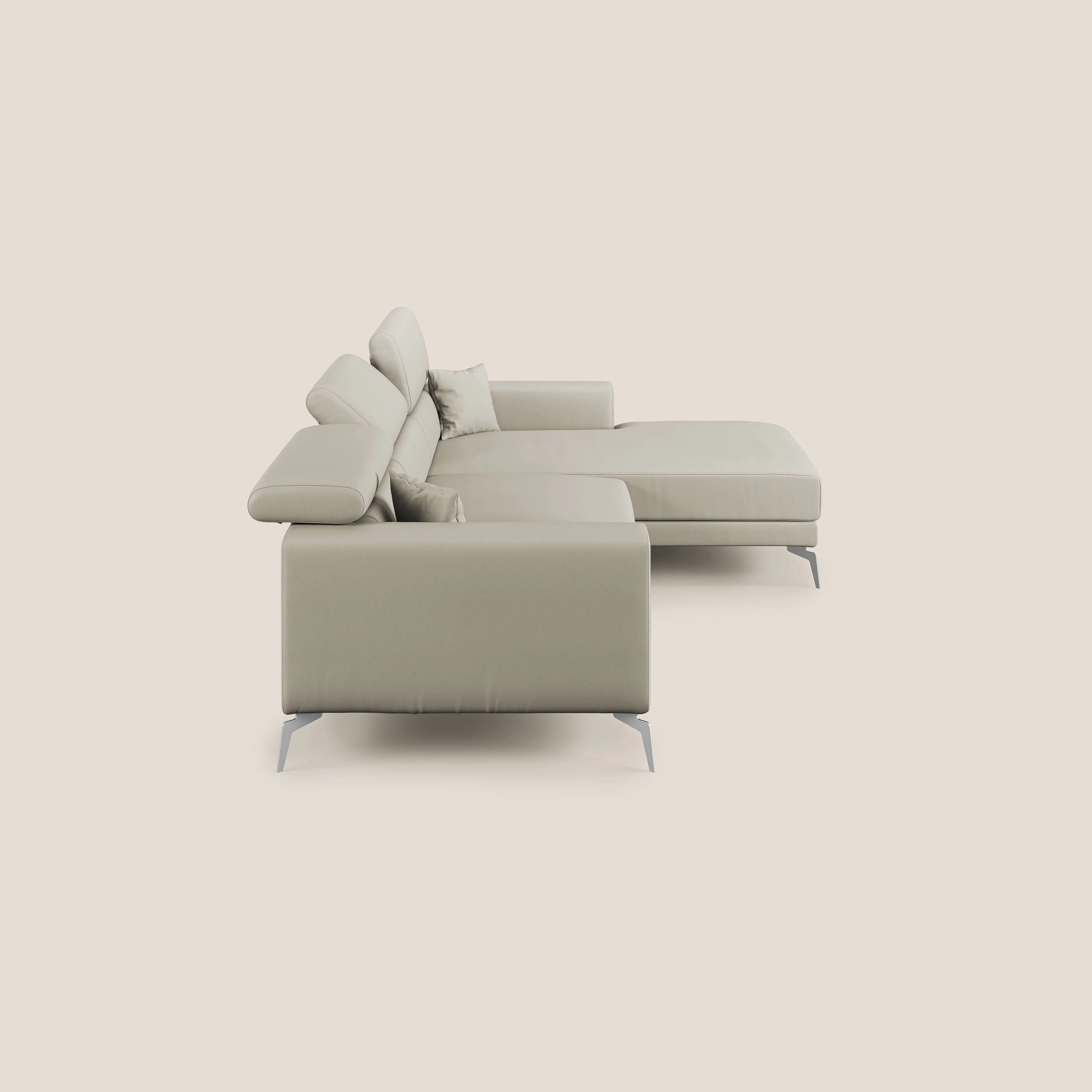 Blade Canapé d'angle moderne avec têtières inclinables en Similicuir T04 Taupe tortora - Image 3