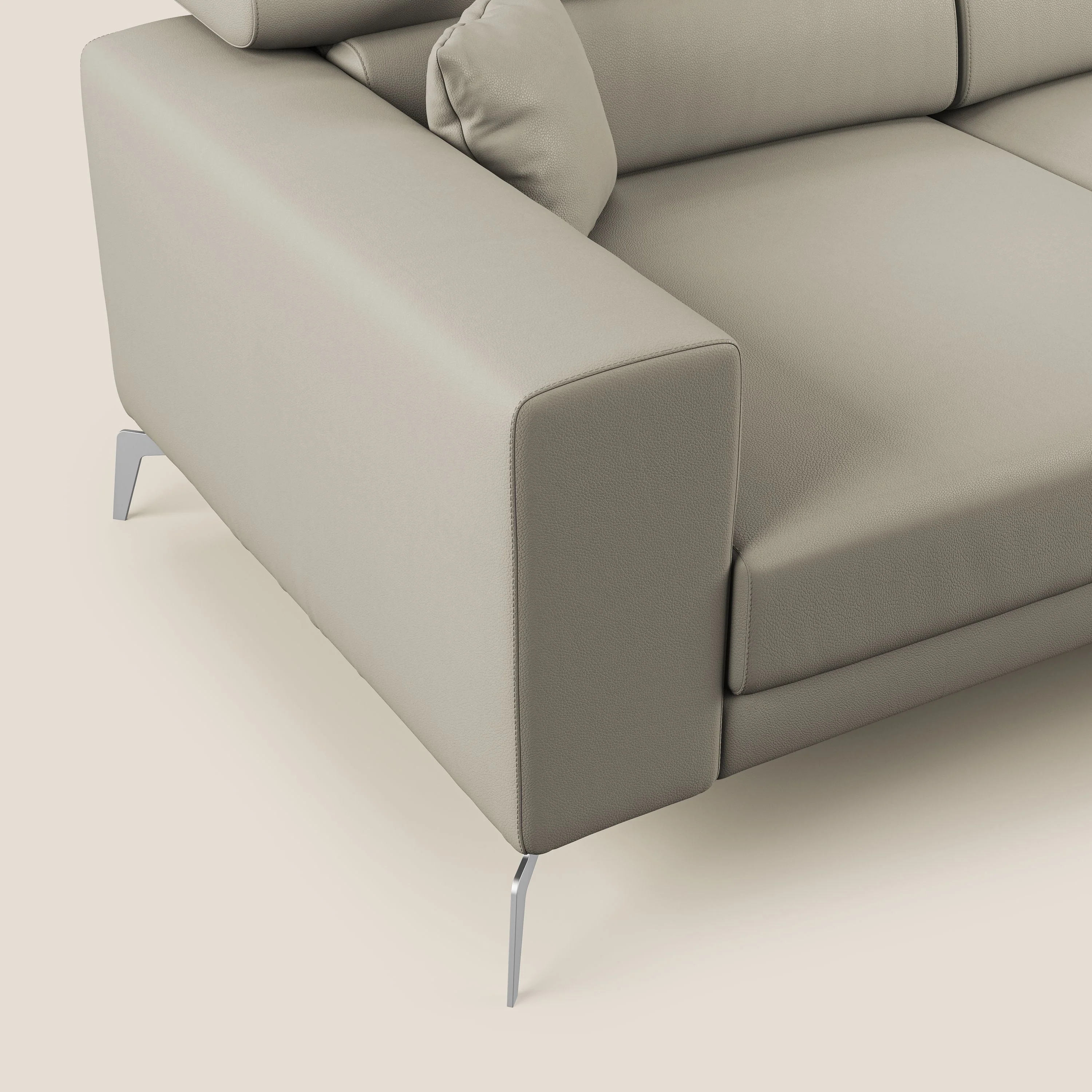 Blade Canapé d'angle moderne avec têtières inclinables en Similicuir T04 Taupe tortora - Image 5