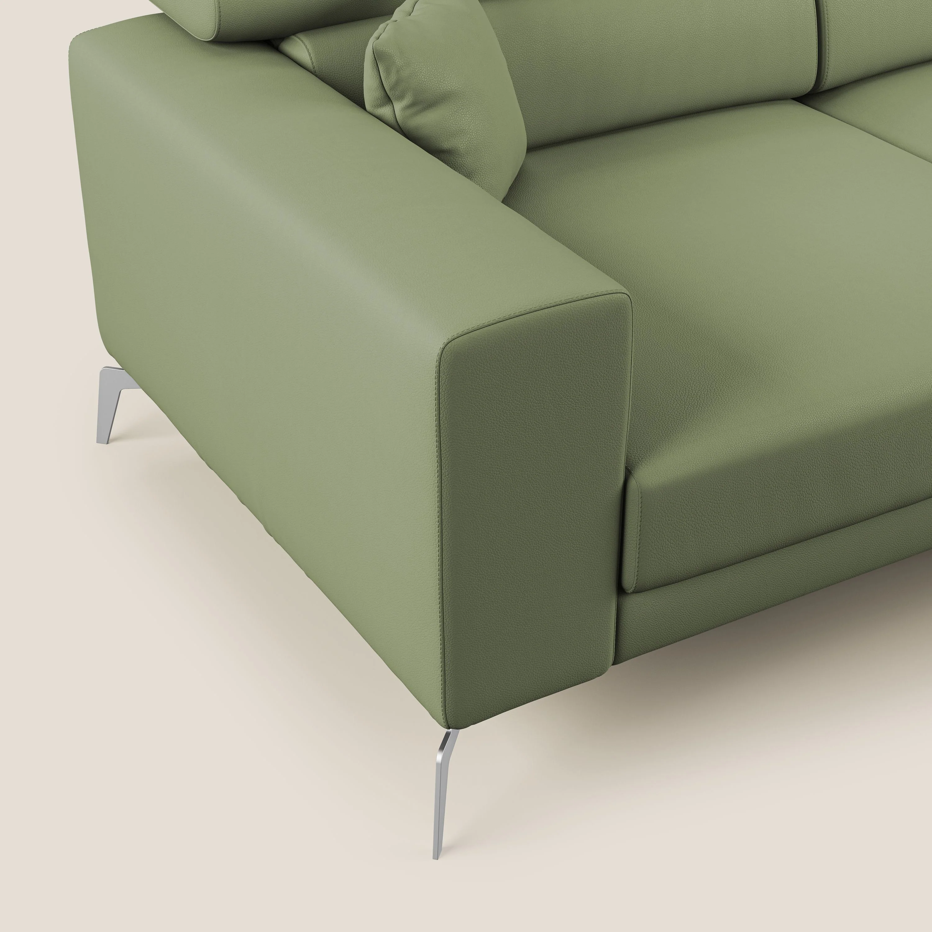 Blade Canapé d'angle moderne avec têtières inclinables en Similicuir T04 vert - Image 5