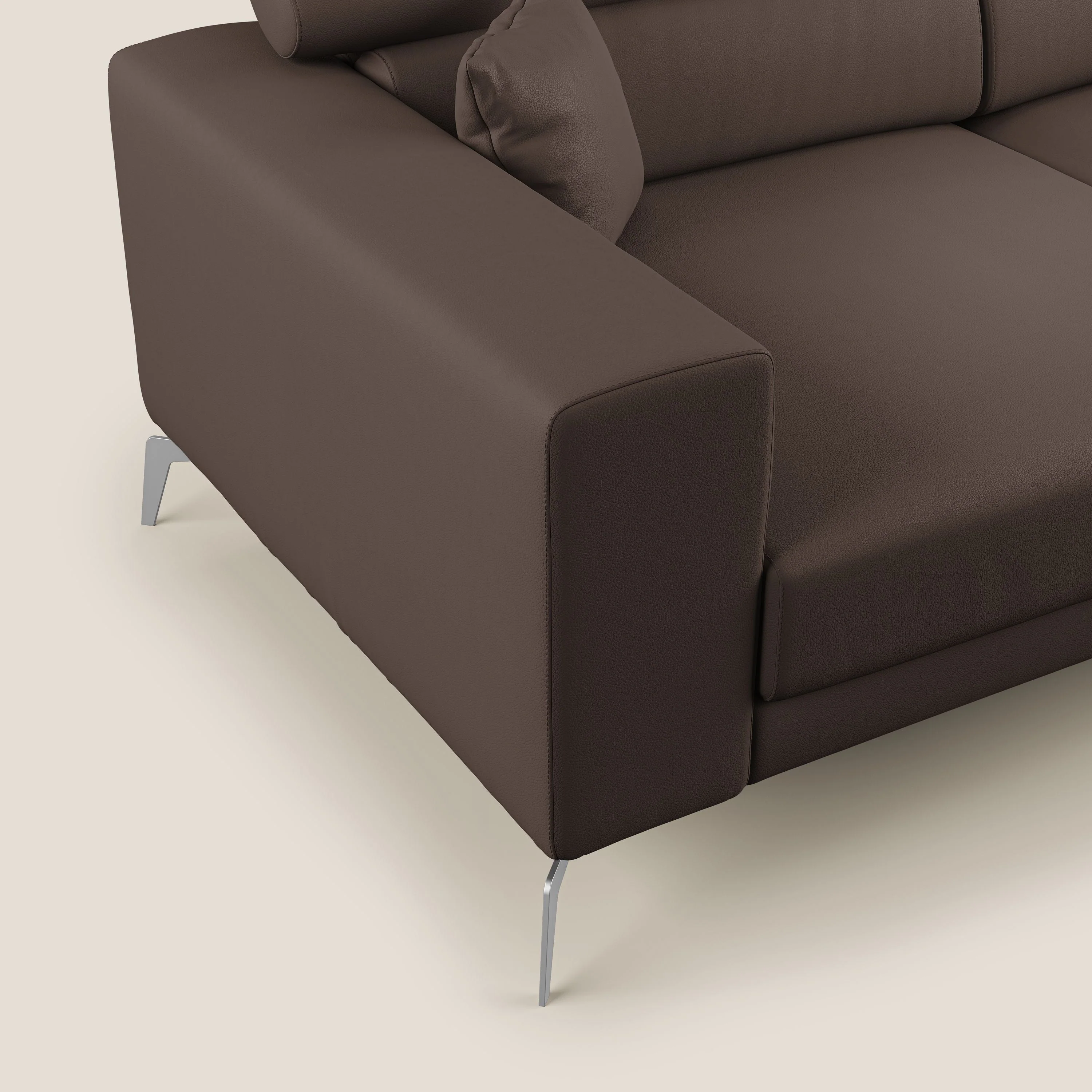 Blade Canapé moderne 210 cm avec têtières inclinables en Similicuir T04 MARRON - Image 3