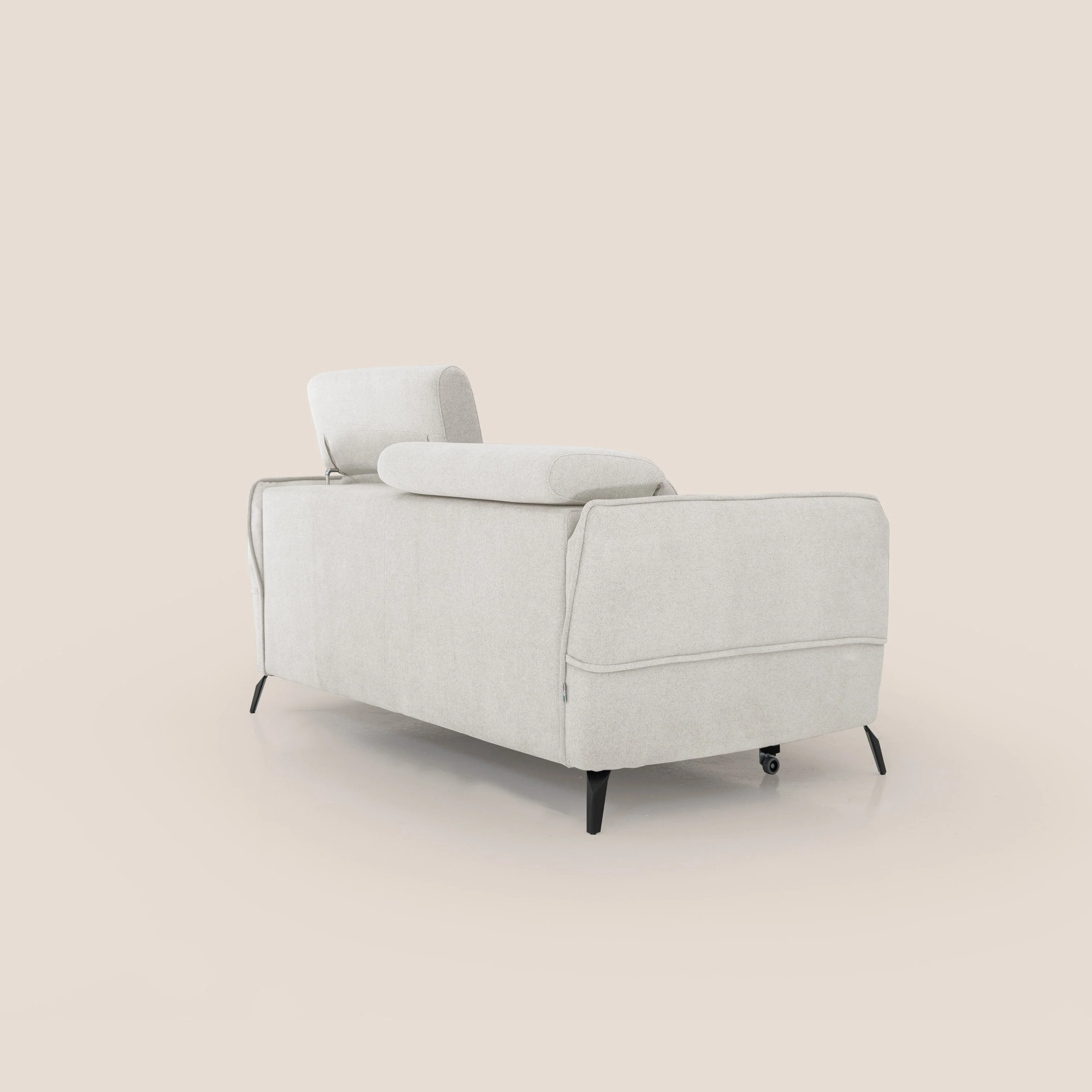Bloom canapé avec repose-pieds extractible pieds hauts et têtières réglables en bouclette imperméable T07 blanc - Image 10